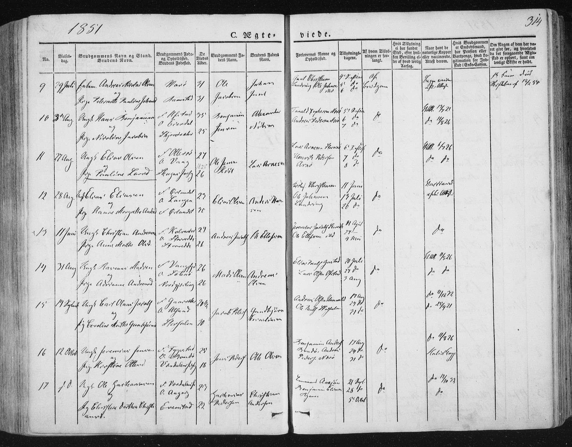 Ministerialprotokoller, klokkerbøker og fødselsregistre - Nord-Trøndelag, SAT/A-1458/784/L0669: Parish register (official) no. 784A04, 1829-1859, p. 314