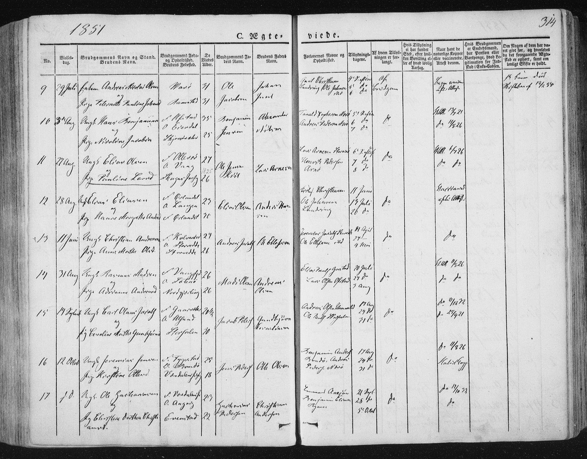 Ministerialprotokoller, klokkerbøker og fødselsregistre - Nord-Trøndelag, AV/SAT-A-1458/784/L0669: Parish register (official) no. 784A04, 1829-1859, p. 314