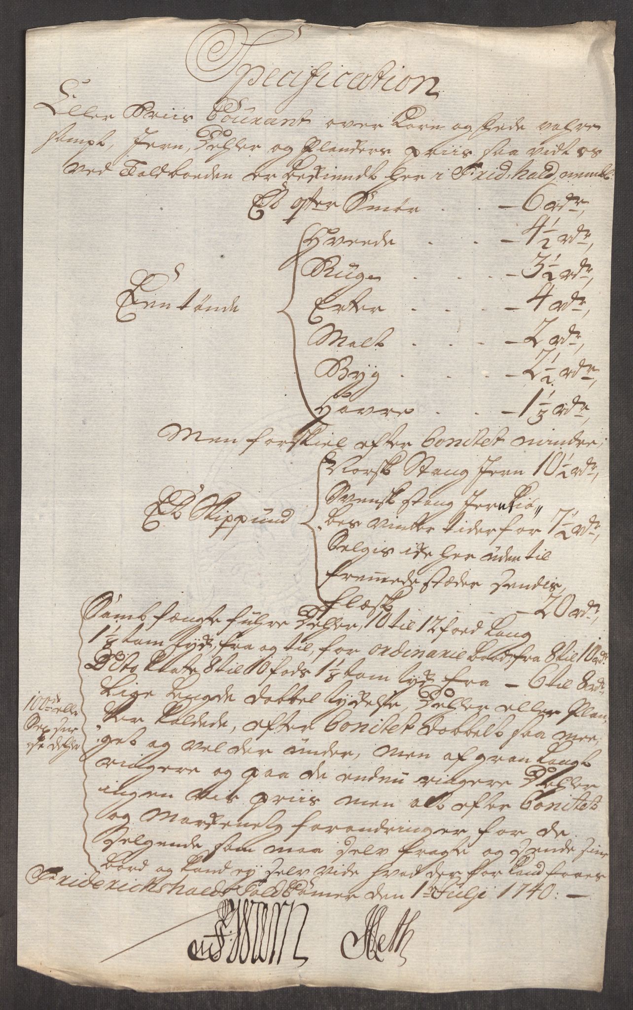 Rentekammeret inntil 1814, Realistisk ordnet avdeling, AV/RA-EA-4070/Oe/L0002: [Ø1]: Priskuranter, 1740-1744, p. 12