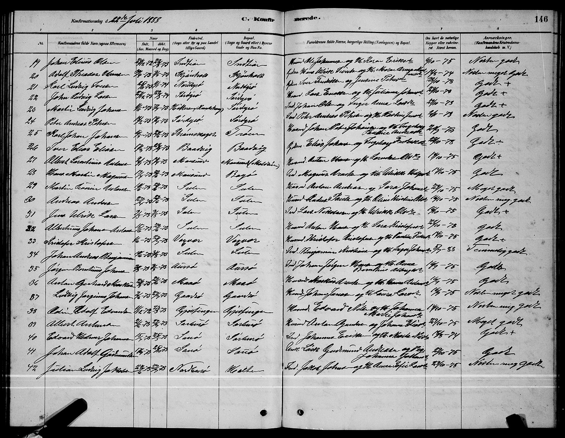 Ministerialprotokoller, klokkerbøker og fødselsregistre - Sør-Trøndelag, AV/SAT-A-1456/640/L0585: Parish register (copy) no. 640C03, 1878-1891, p. 146