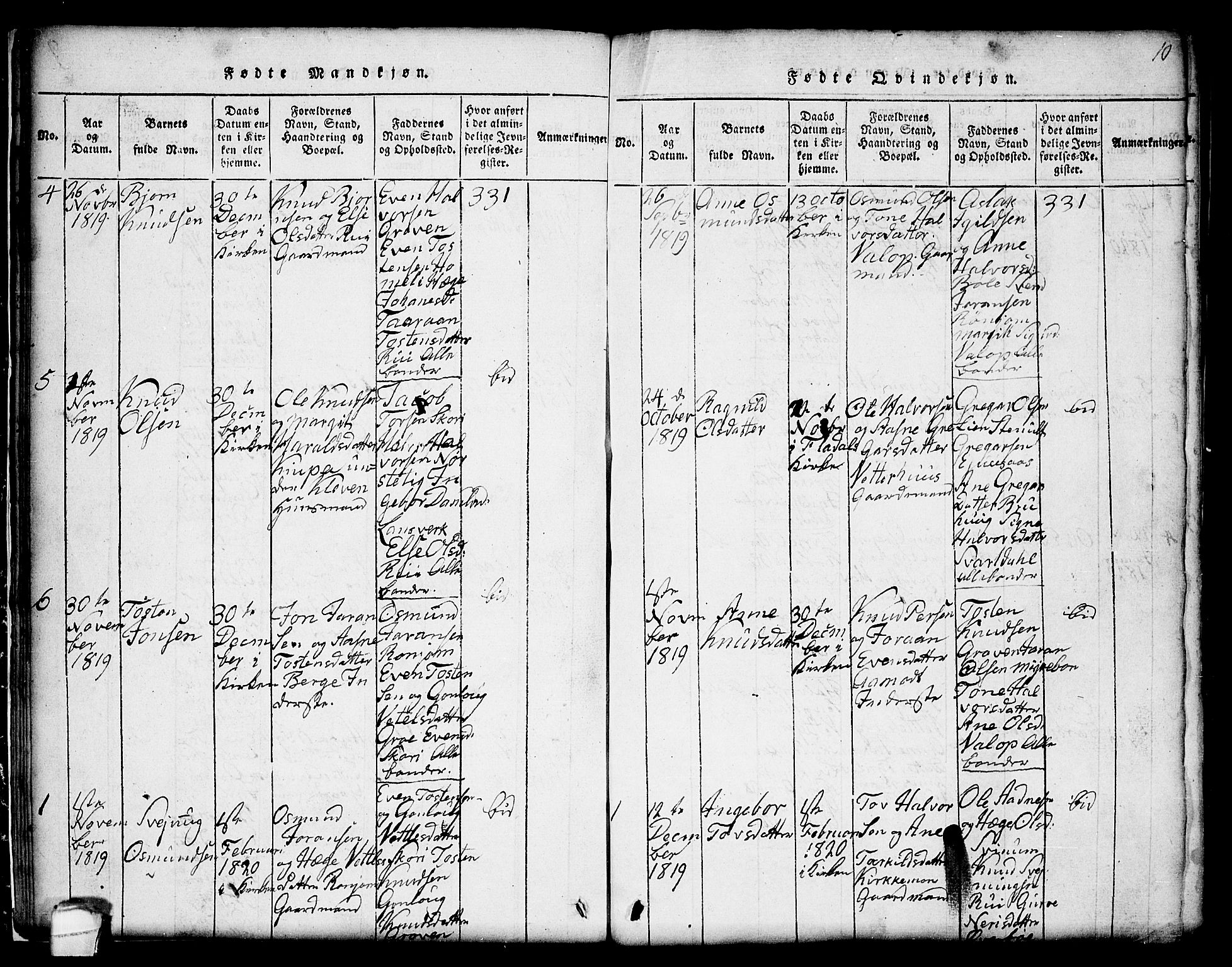 Seljord kirkebøker, SAKO/A-20/G/Gc/L0001: Parish register (copy) no. III 1, 1815-1849, p. 10