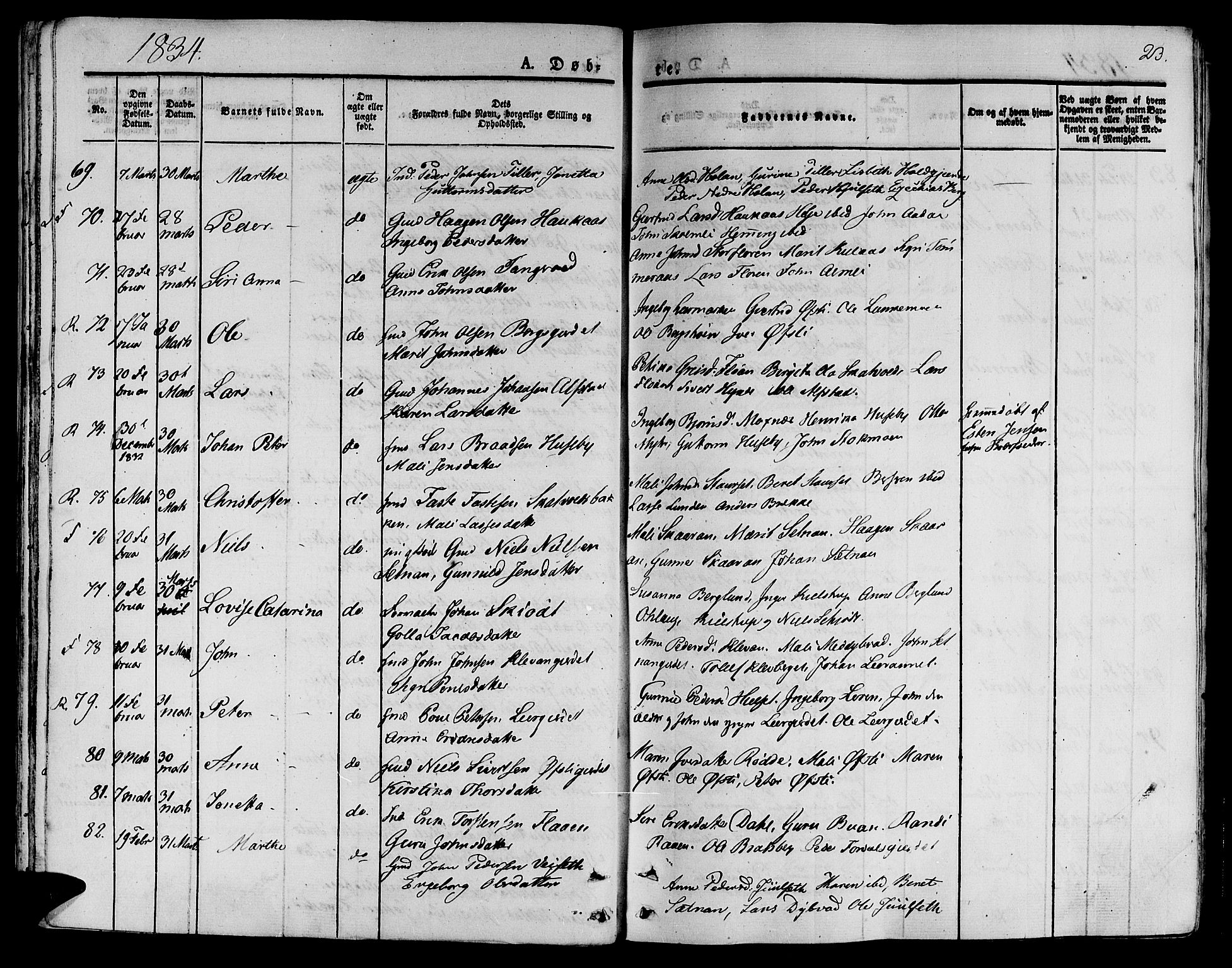 Ministerialprotokoller, klokkerbøker og fødselsregistre - Nord-Trøndelag, AV/SAT-A-1458/709/L0071: Parish register (official) no. 709A11, 1833-1844, p. 23