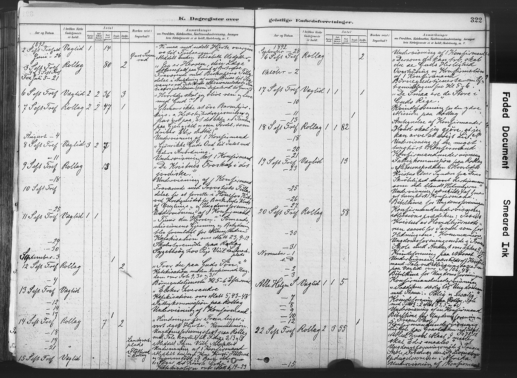 Rollag kirkebøker, AV/SAKO-A-240/F/Fa/L0011: Parish register (official) no. I 11, 1878-1902, p. 322