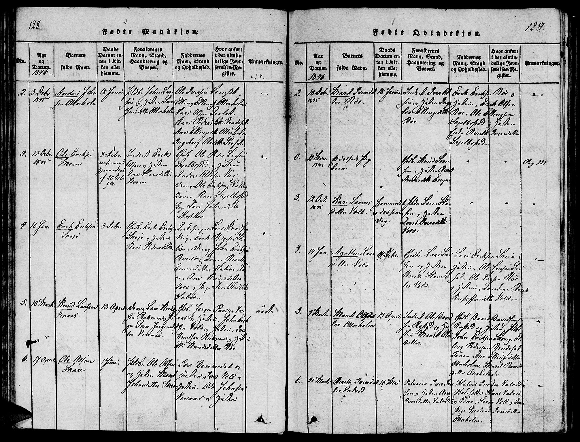 Ministerialprotokoller, klokkerbøker og fødselsregistre - Møre og Romsdal, SAT/A-1454/543/L0561: Parish register (official) no. 543A01, 1818-1853, p. 128-129
