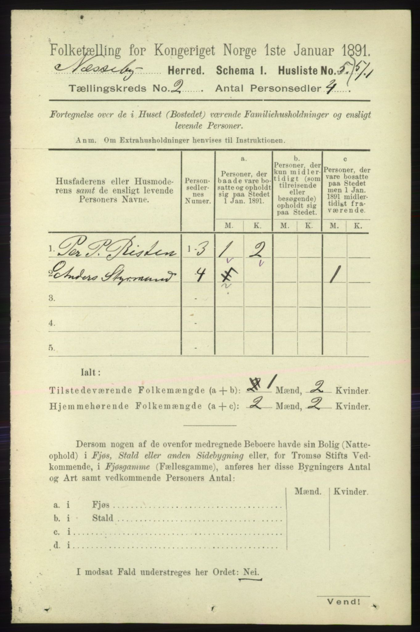 RA, 1891 census for 2027 Nesseby, 1891, p. 578