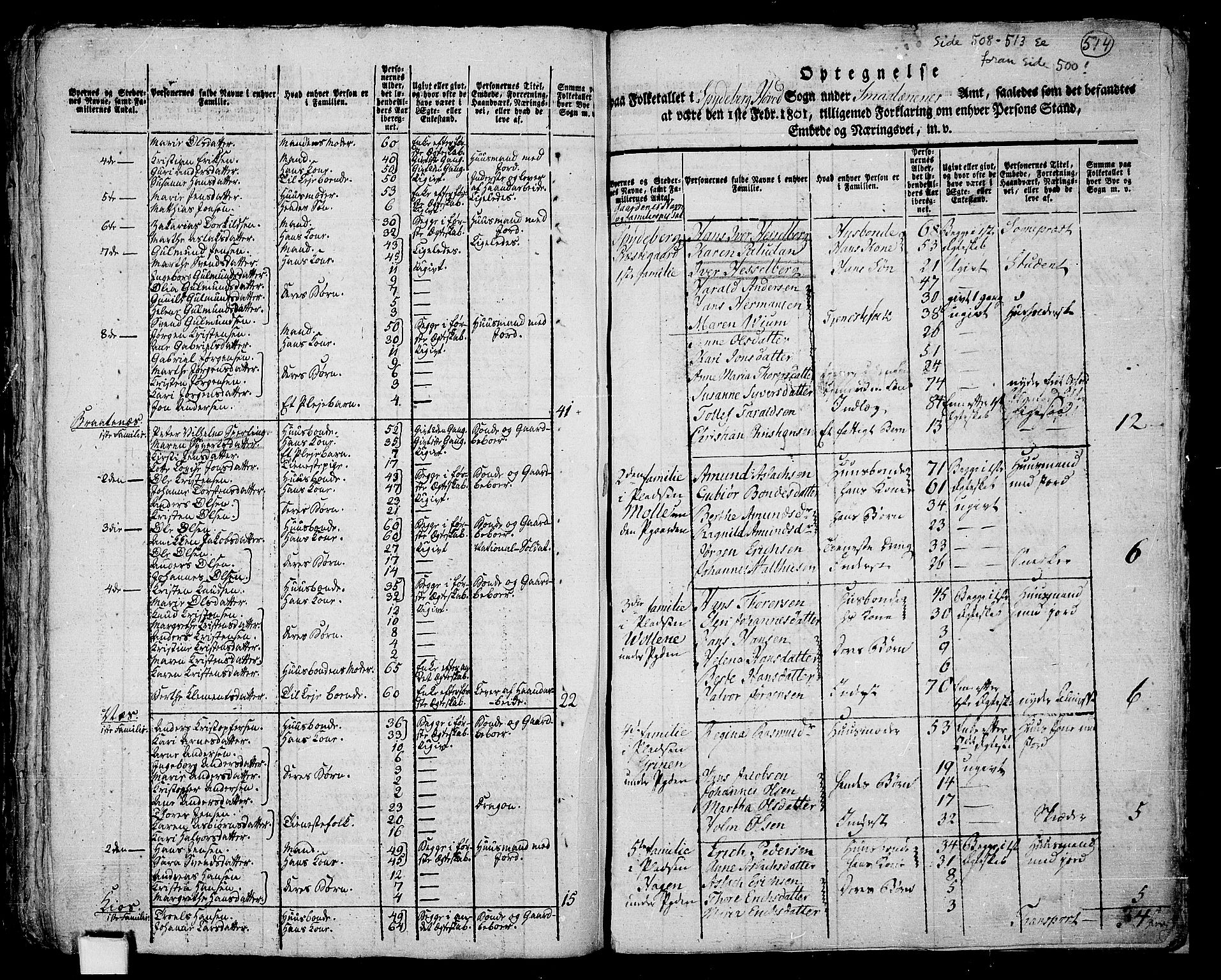 RA, 1801 census for 0123P Spydeberg, 1801, p. 507b-514a