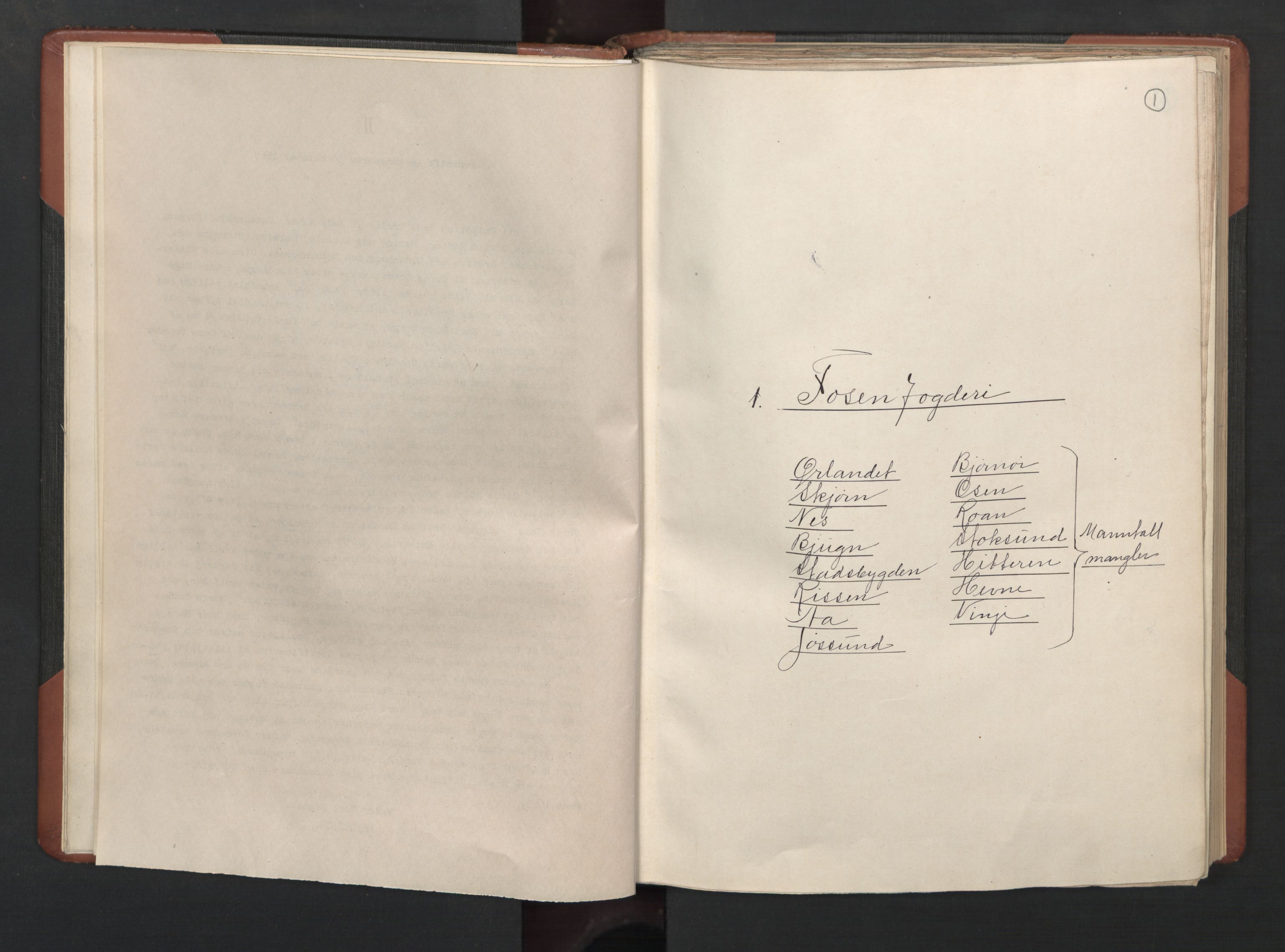 RA, Bailiff's Census 1664-1666, no. 19: Fosen fogderi, Inderøy fogderi, Selbu fogderi, Namdal fogderi and Stjørdal fogderi, 1664-1665, p. 1