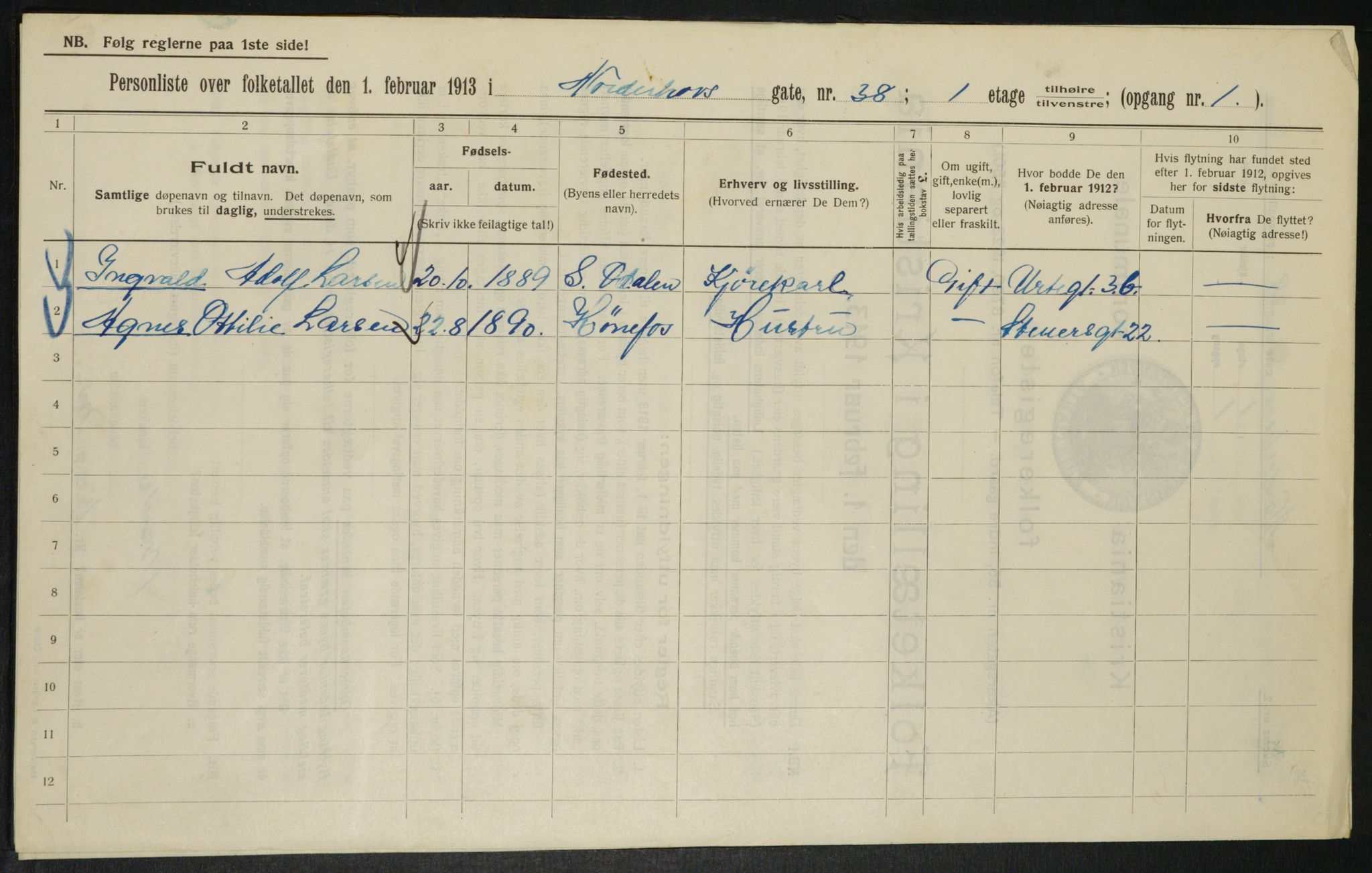 OBA, Municipal Census 1913 for Kristiania, 1913, p. 73090