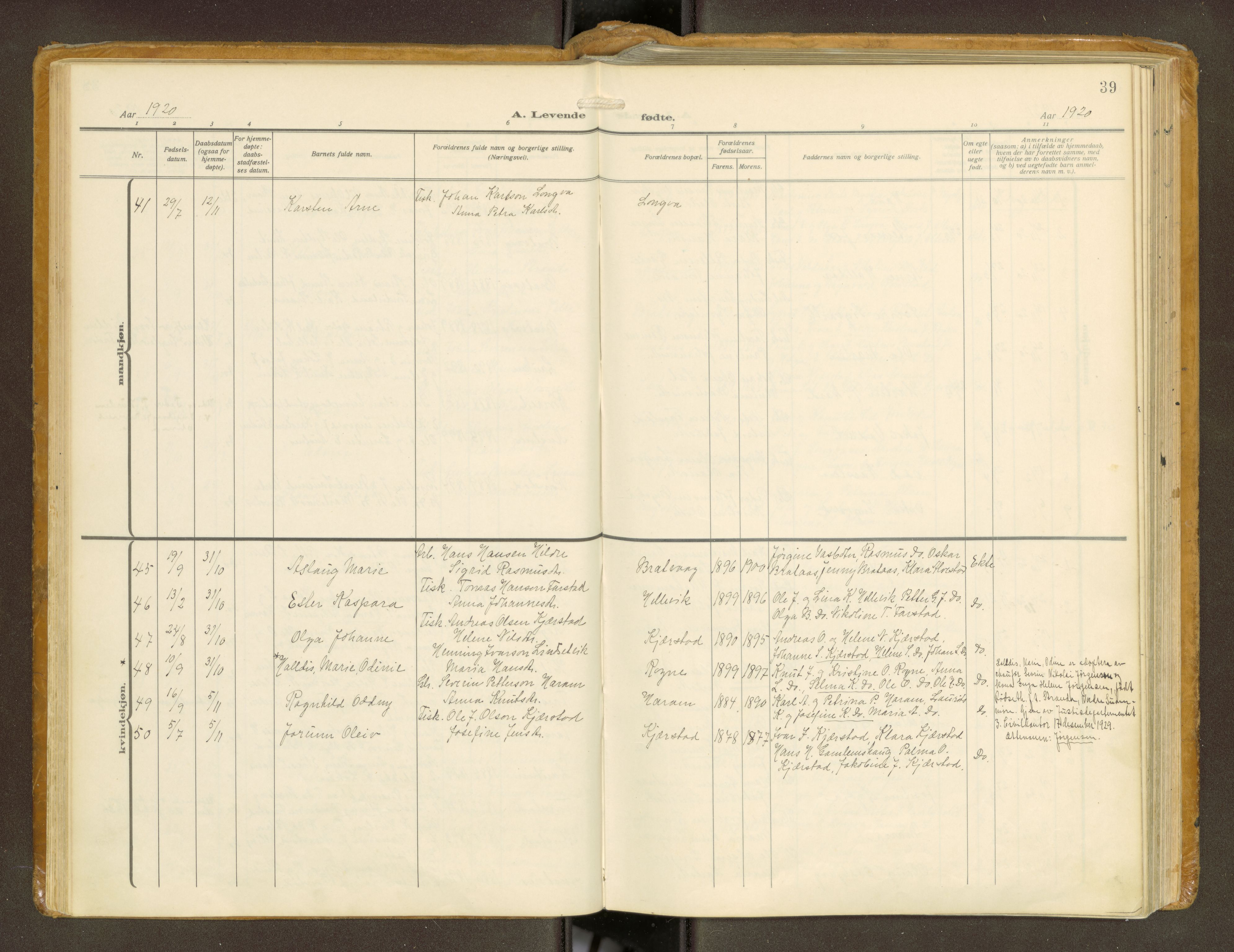 Ministerialprotokoller, klokkerbøker og fødselsregistre - Møre og Romsdal, AV/SAT-A-1454/536/L0518: Parish register (official) no. 536A--, 1914-1931, p. 39