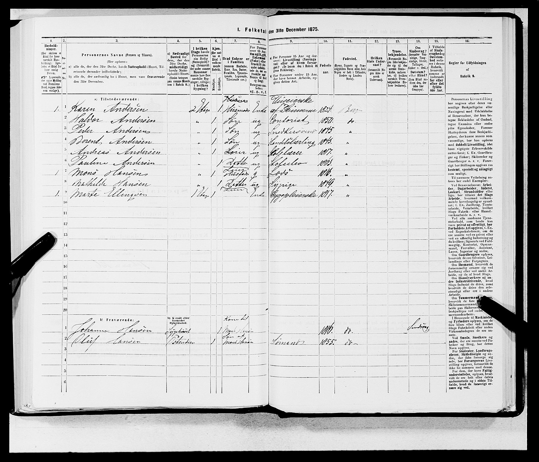 SAB, 1875 census for 1301 Bergen, 1875, p. 308