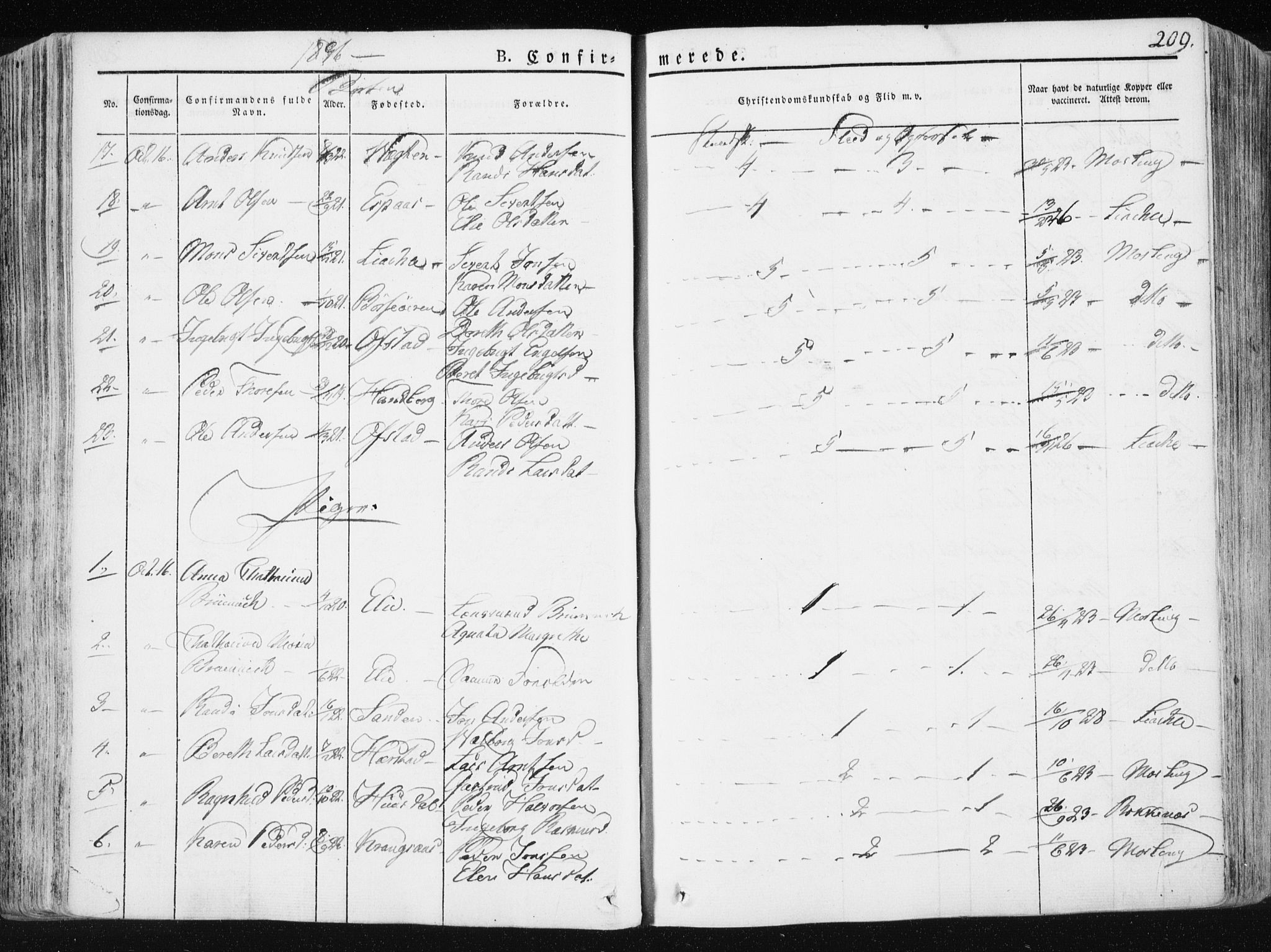 Ministerialprotokoller, klokkerbøker og fødselsregistre - Sør-Trøndelag, SAT/A-1456/665/L0771: Parish register (official) no. 665A06, 1830-1856, p. 209