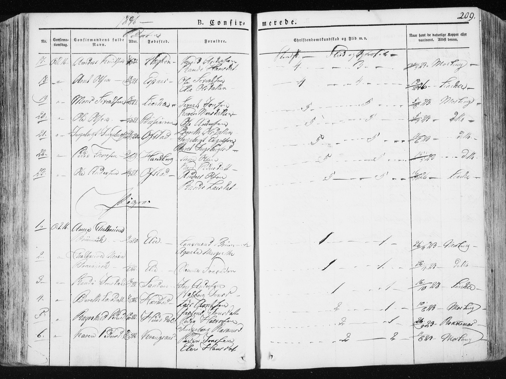 Ministerialprotokoller, klokkerbøker og fødselsregistre - Sør-Trøndelag, AV/SAT-A-1456/665/L0771: Parish register (official) no. 665A06, 1830-1856, p. 209