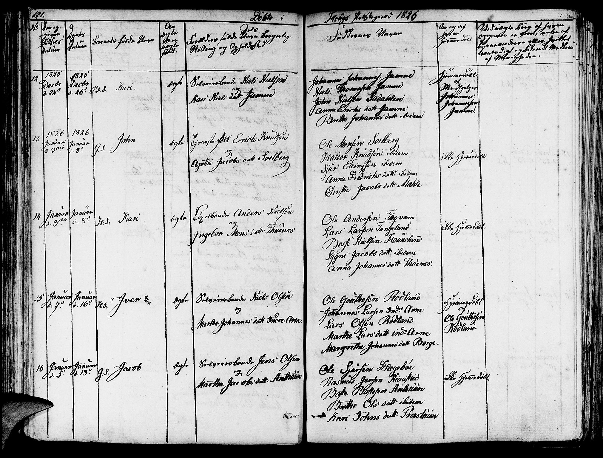 Haus sokneprestembete, AV/SAB-A-75601/H/Haa: Parish register (official) no. A 13, 1821-1827, p. 121