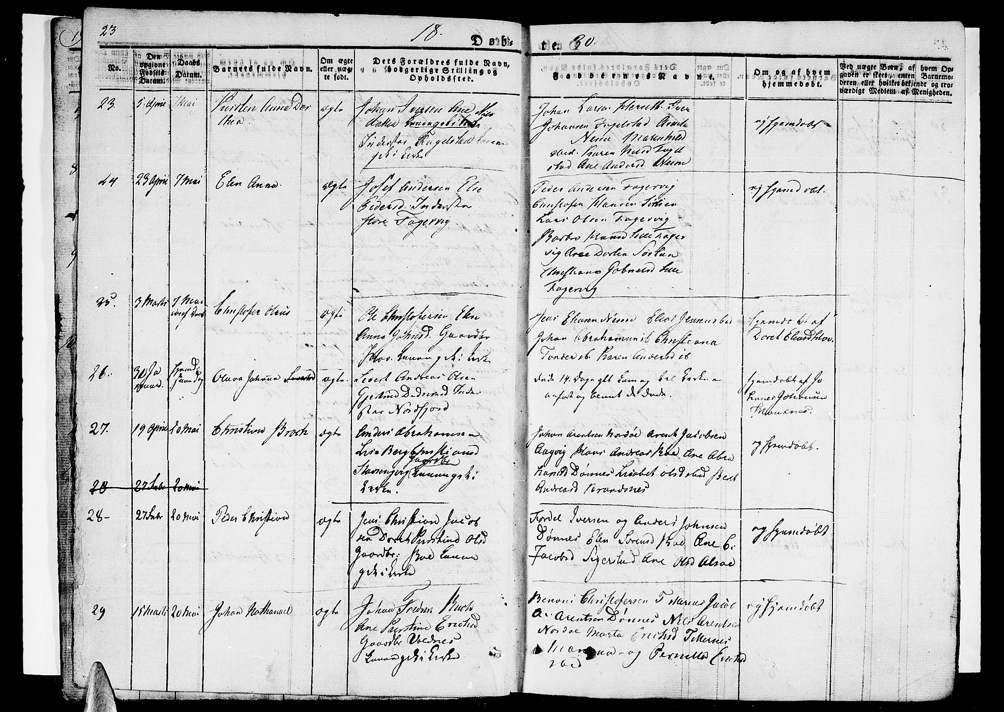 Ministerialprotokoller, klokkerbøker og fødselsregistre - Nordland, SAT/A-1459/838/L0548: Parish register (official) no. 838A06, 1829-1839, p. 23-24