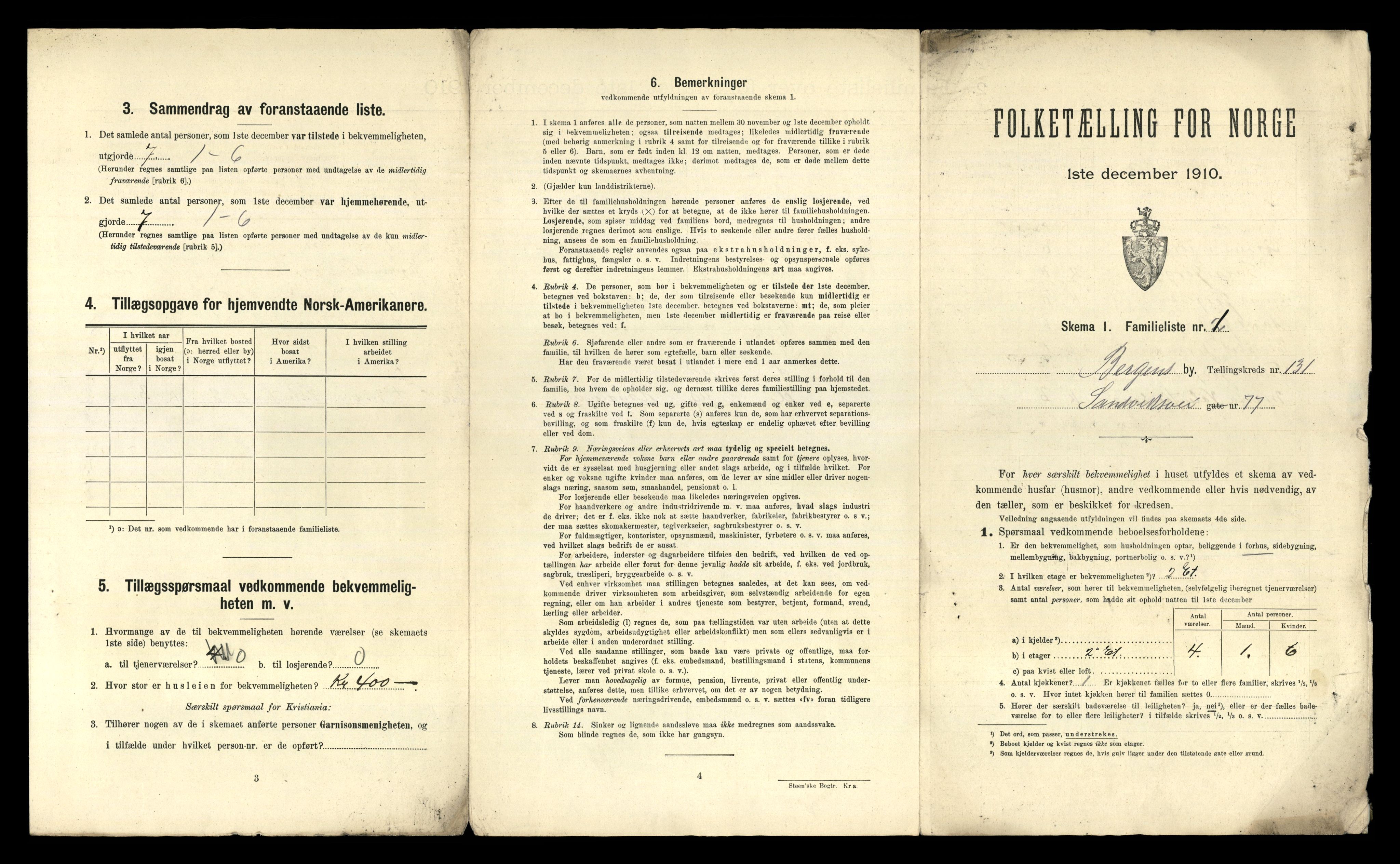 RA, 1910 census for Bergen, 1910, p. 45519