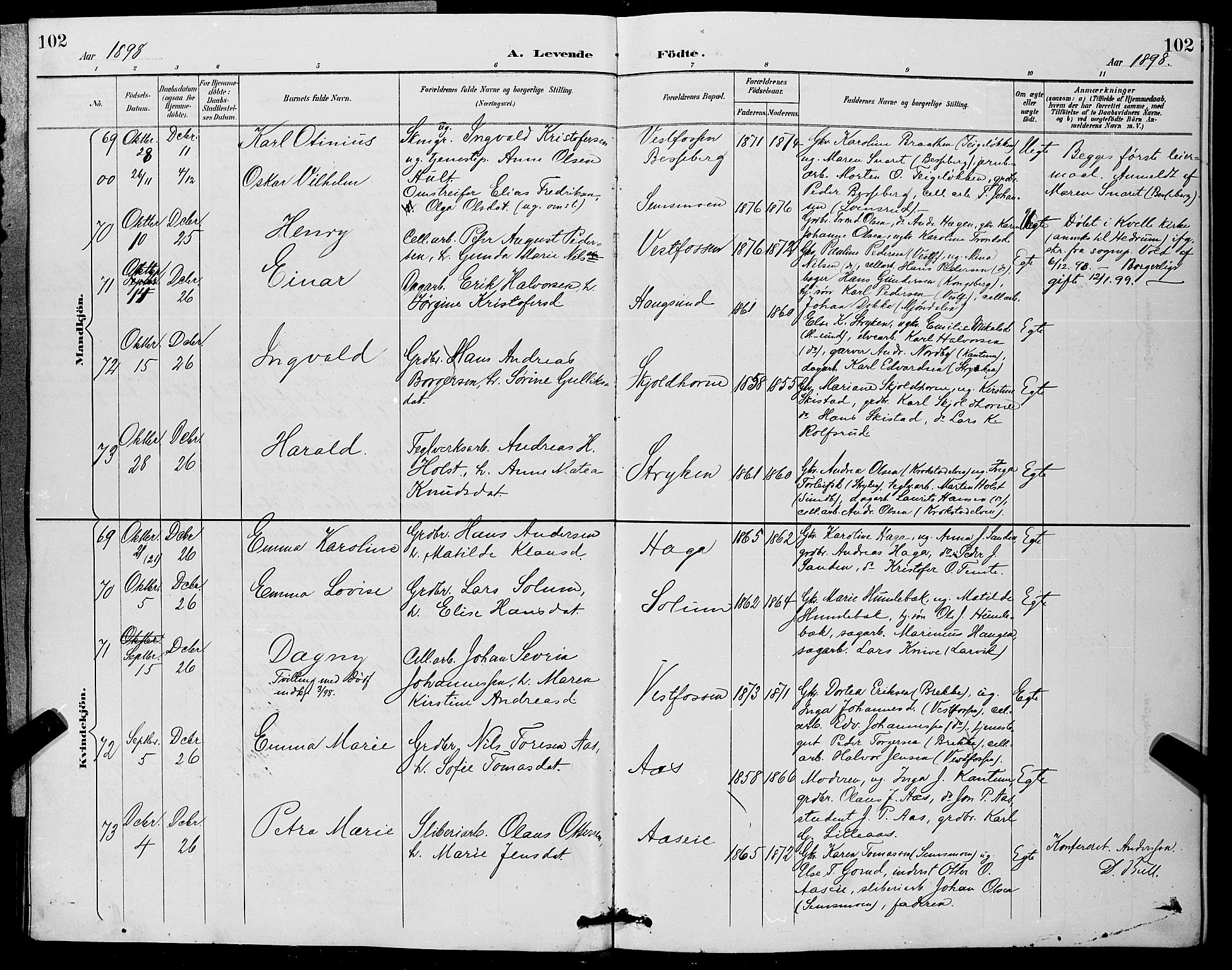 Eiker kirkebøker, SAKO/A-4/G/Ga/L0007: Parish register (copy) no. I 7, 1893-1902, p. 102