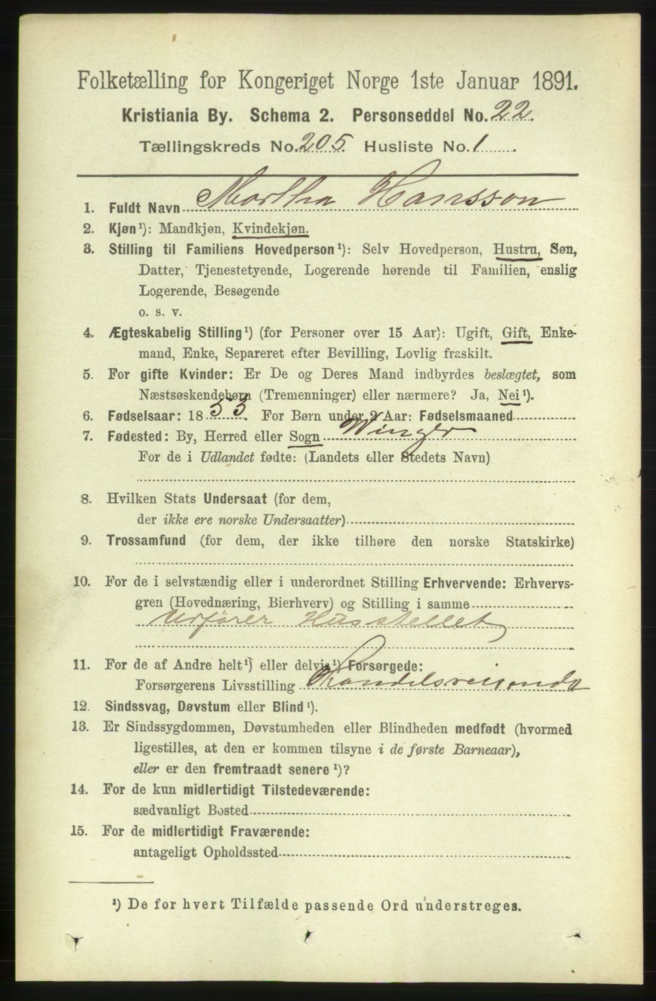 RA, 1891 census for 0301 Kristiania, 1891, p. 123351