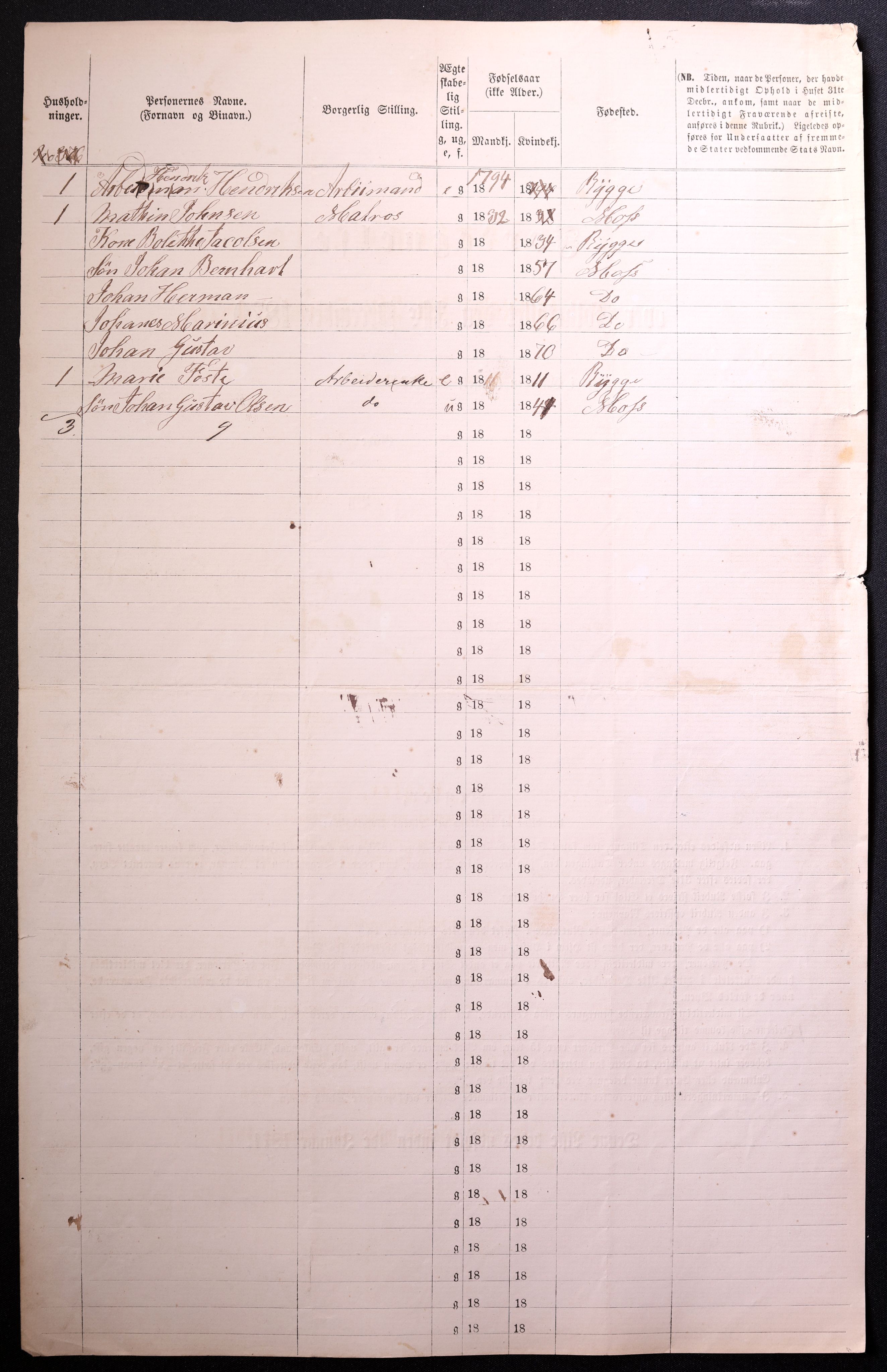 RA, 1870 census for 0104 Moss, 1870, p. 616