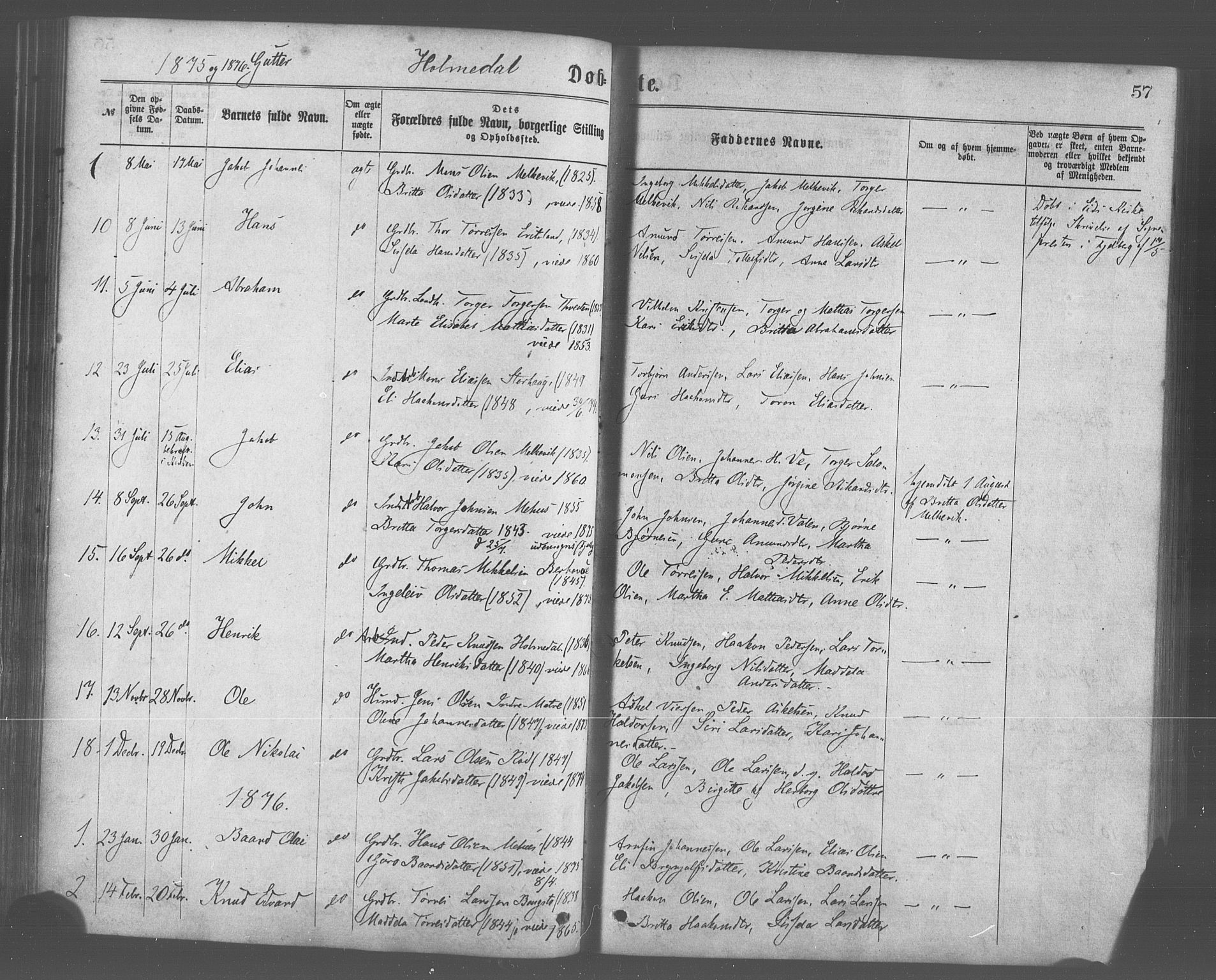 Skånevik sokneprestembete, AV/SAB-A-77801/H/Haa: Parish register (official) no. A 6, 1869-1878, p. 57