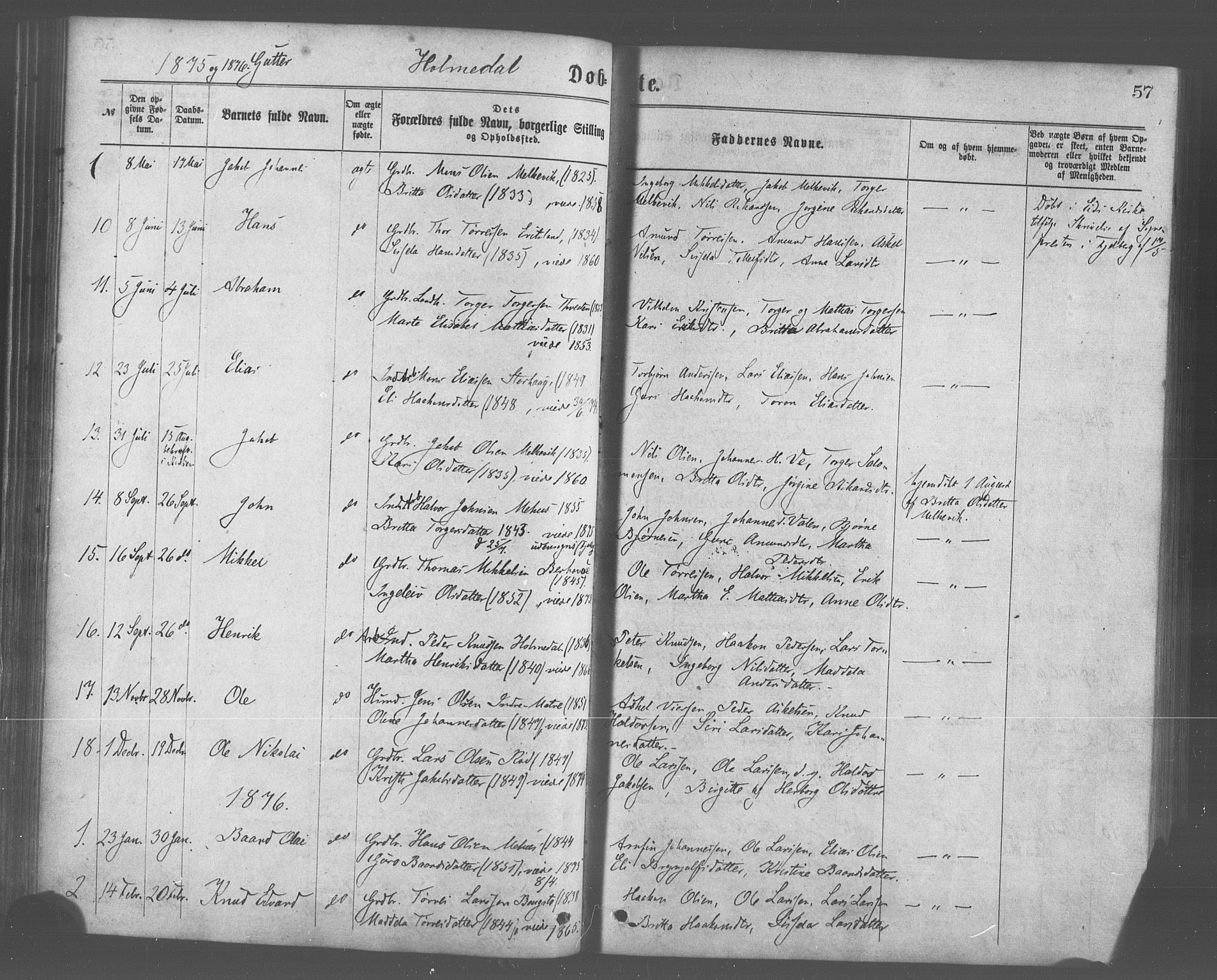 Skånevik sokneprestembete, SAB/A-77801/H/Haa: Parish register (official) no. A 6, 1869-1878, p. 57