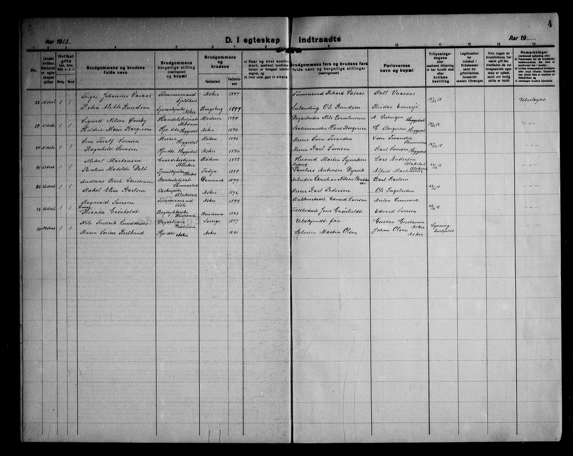 Asker prestekontor Kirkebøker, SAO/A-10256a/F/Fa/L0020: Parish register (official) no. I 20, 1918-1948, p. 4