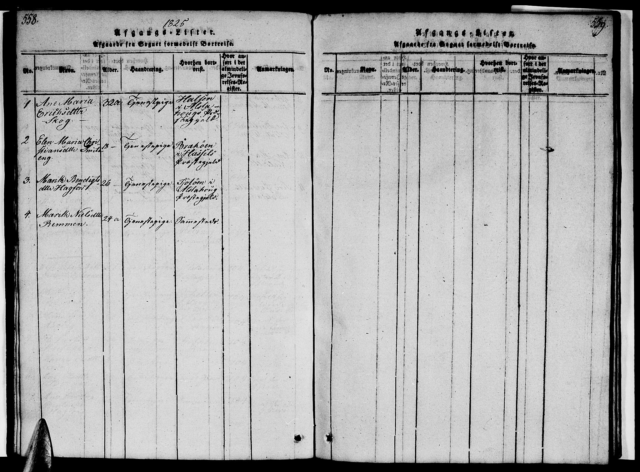 Ministerialprotokoller, klokkerbøker og fødselsregistre - Nordland, AV/SAT-A-1459/820/L0299: Parish register (copy) no. 820C01, 1820-1825, p. 558-559