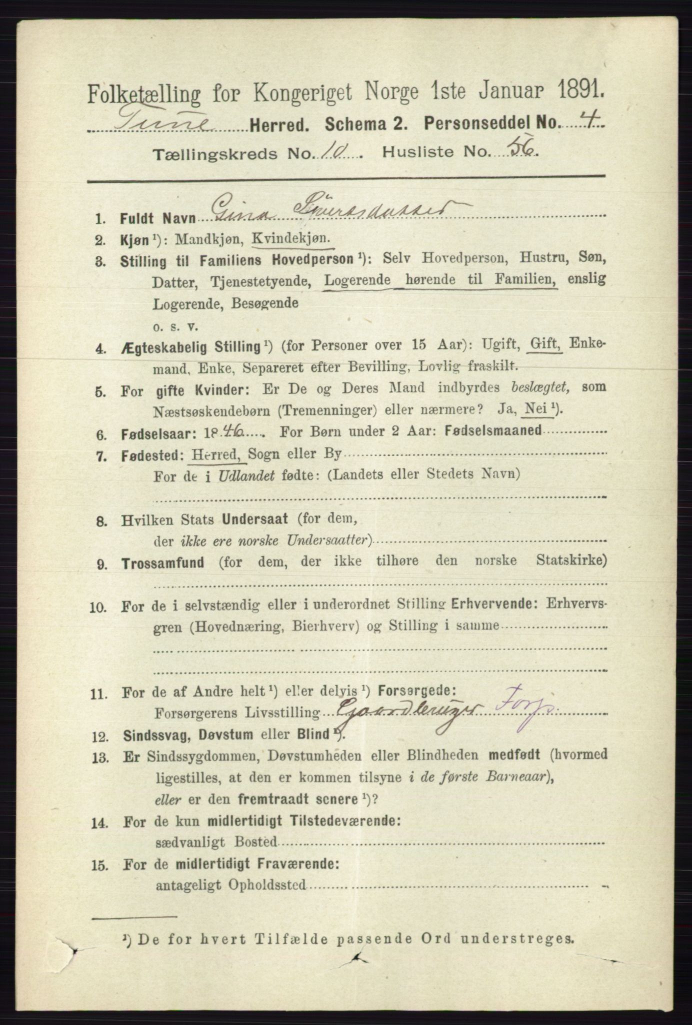 RA, 1891 census for 0130 Tune, 1891, p. 6895