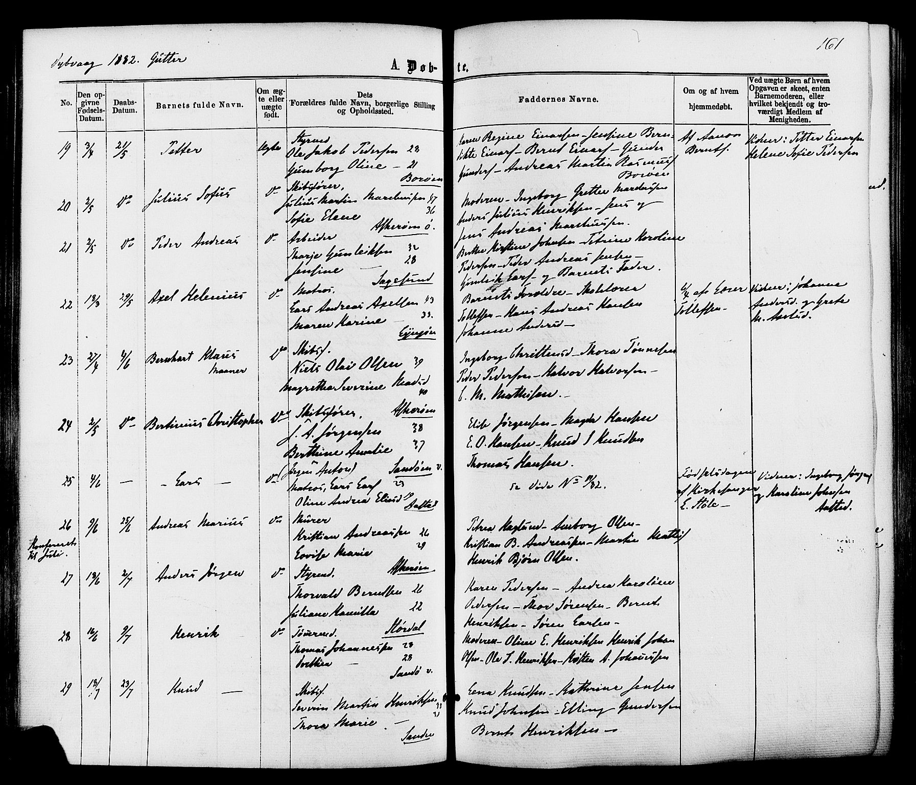 Dypvåg sokneprestkontor, AV/SAK-1111-0007/F/Fa/Faa/L0007: Parish register (official) no. A 7/ 1, 1872-1884, p. 161