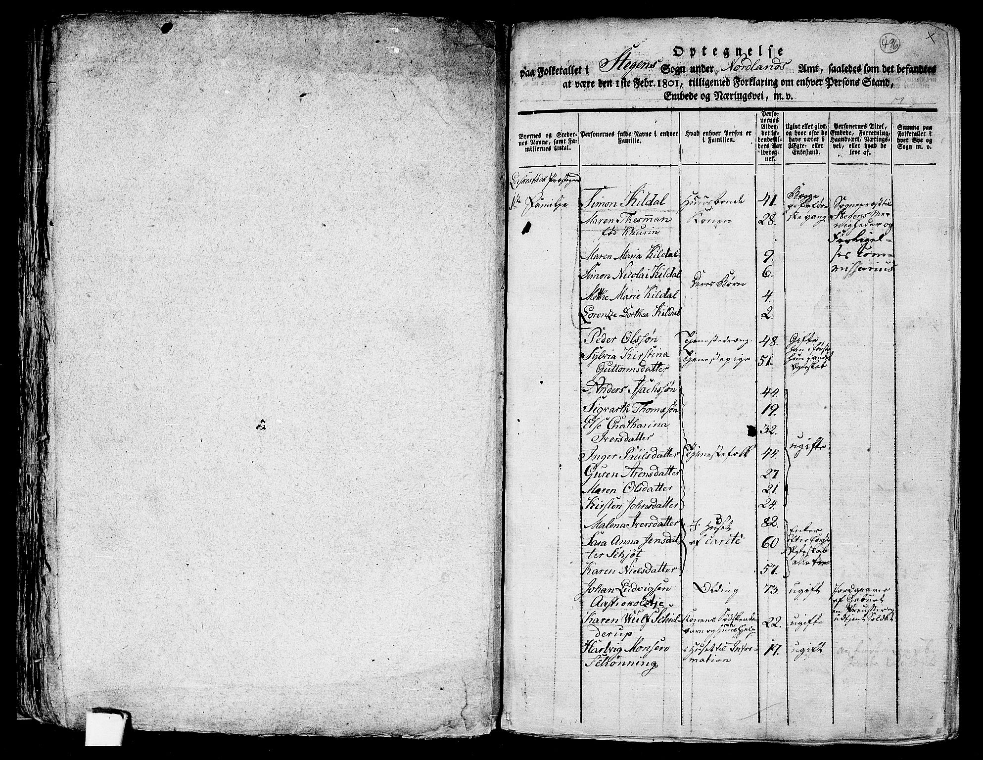 RA, 1801 census for 1848P Steigen, 1801, p. 495b-496a