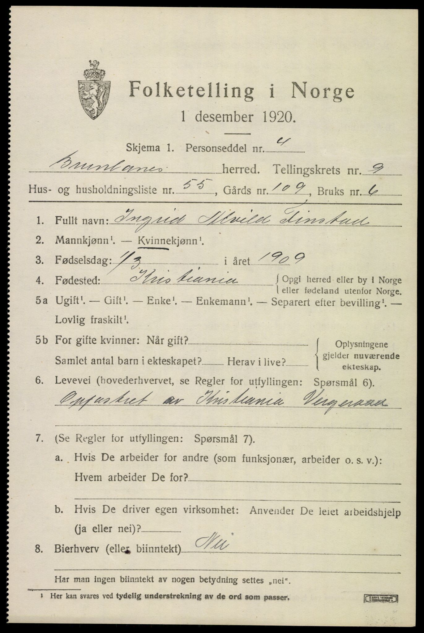 SAKO, 1920 census for Brunlanes, 1920, p. 8371