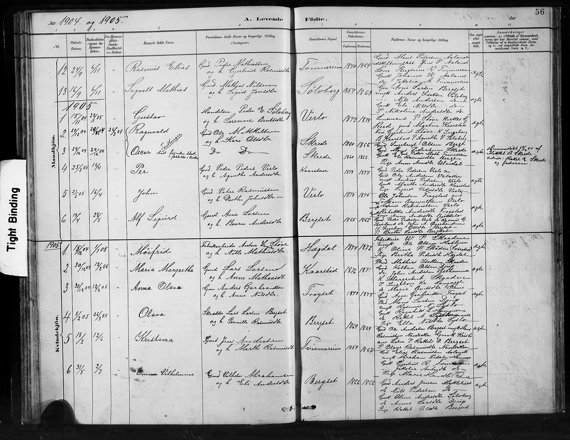 Innvik sokneprestembete, AV/SAB-A-80501: Parish register (copy) no. C 3, 1883-1911, p. 56