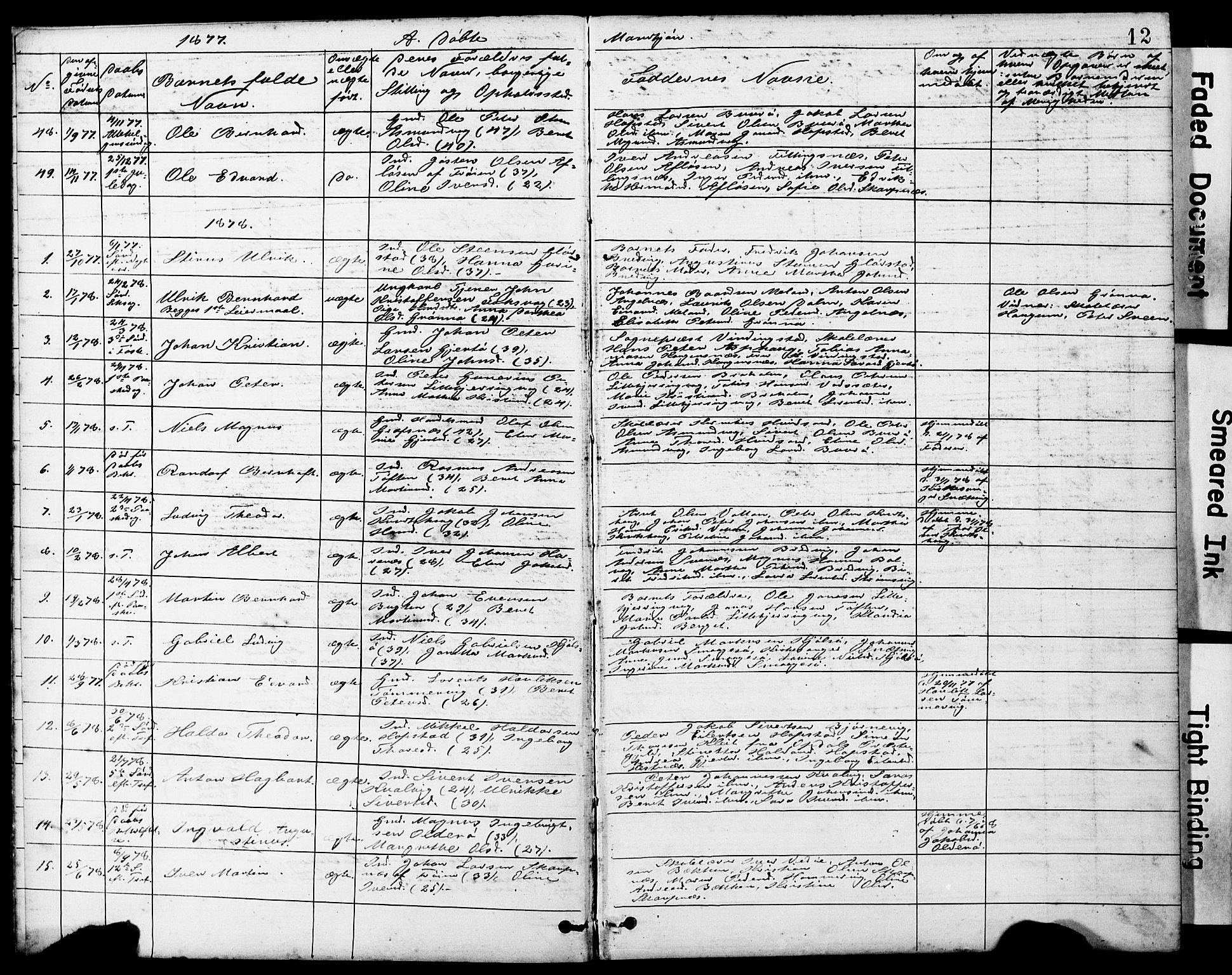 Ministerialprotokoller, klokkerbøker og fødselsregistre - Sør-Trøndelag, SAT/A-1456/634/L0541: Parish register (copy) no. 634C03, 1874-1891, p. 12