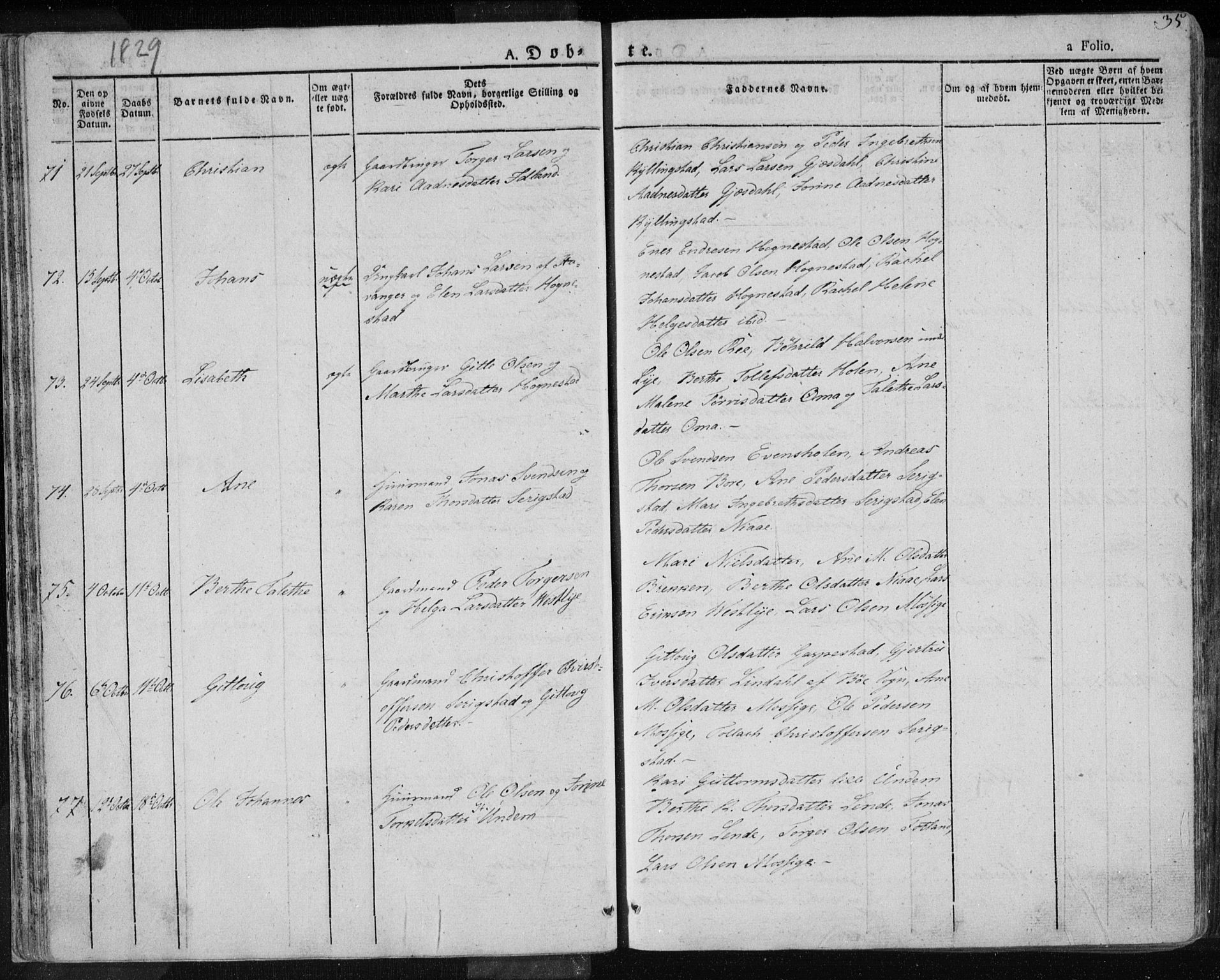 Lye sokneprestkontor, AV/SAST-A-101794/001/30BA/L0004: Parish register (official) no. A 4, 1826-1841, p. 35