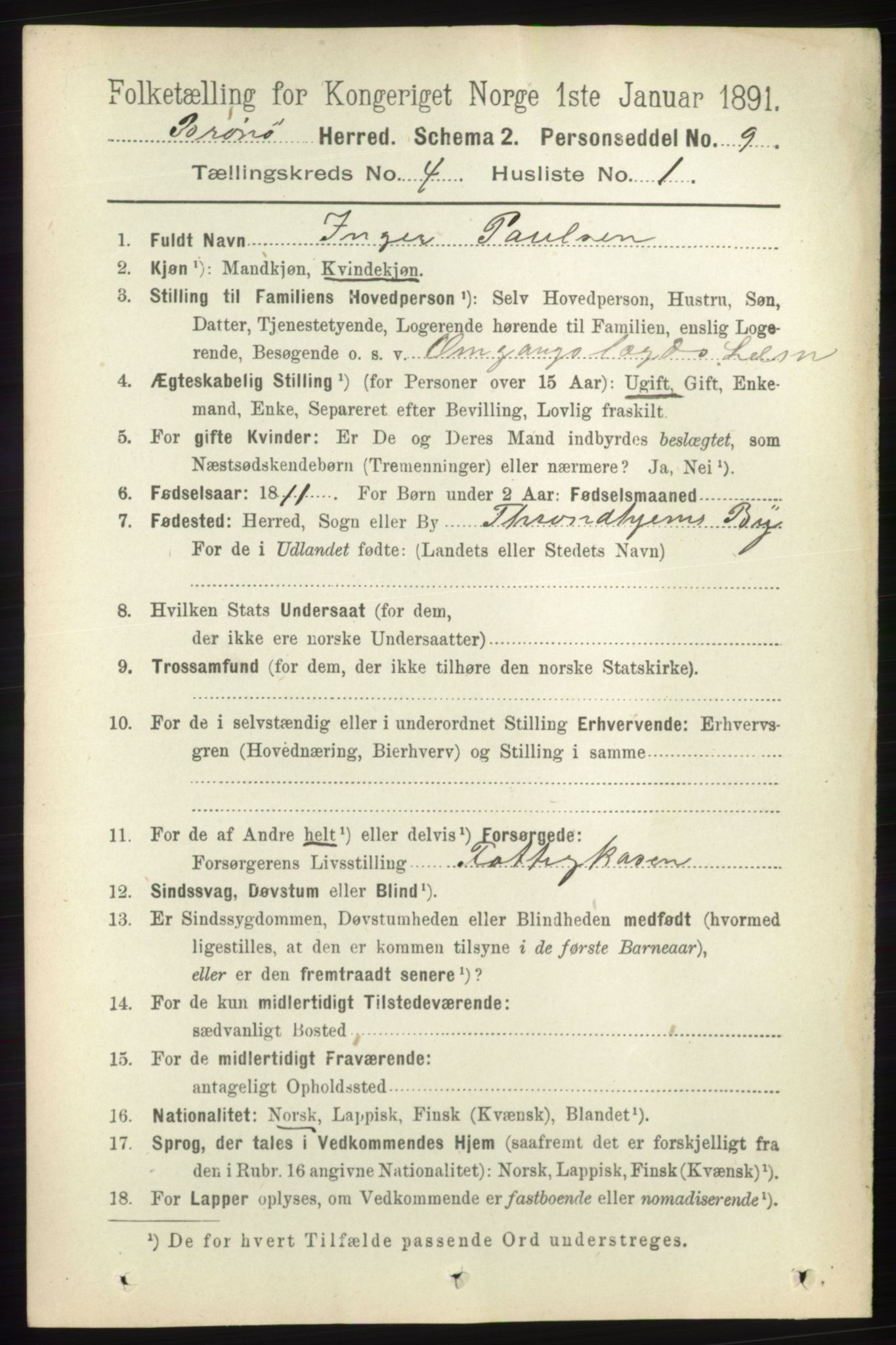 RA, 1891 census for 1814 Brønnøy, 1891, p. 2020