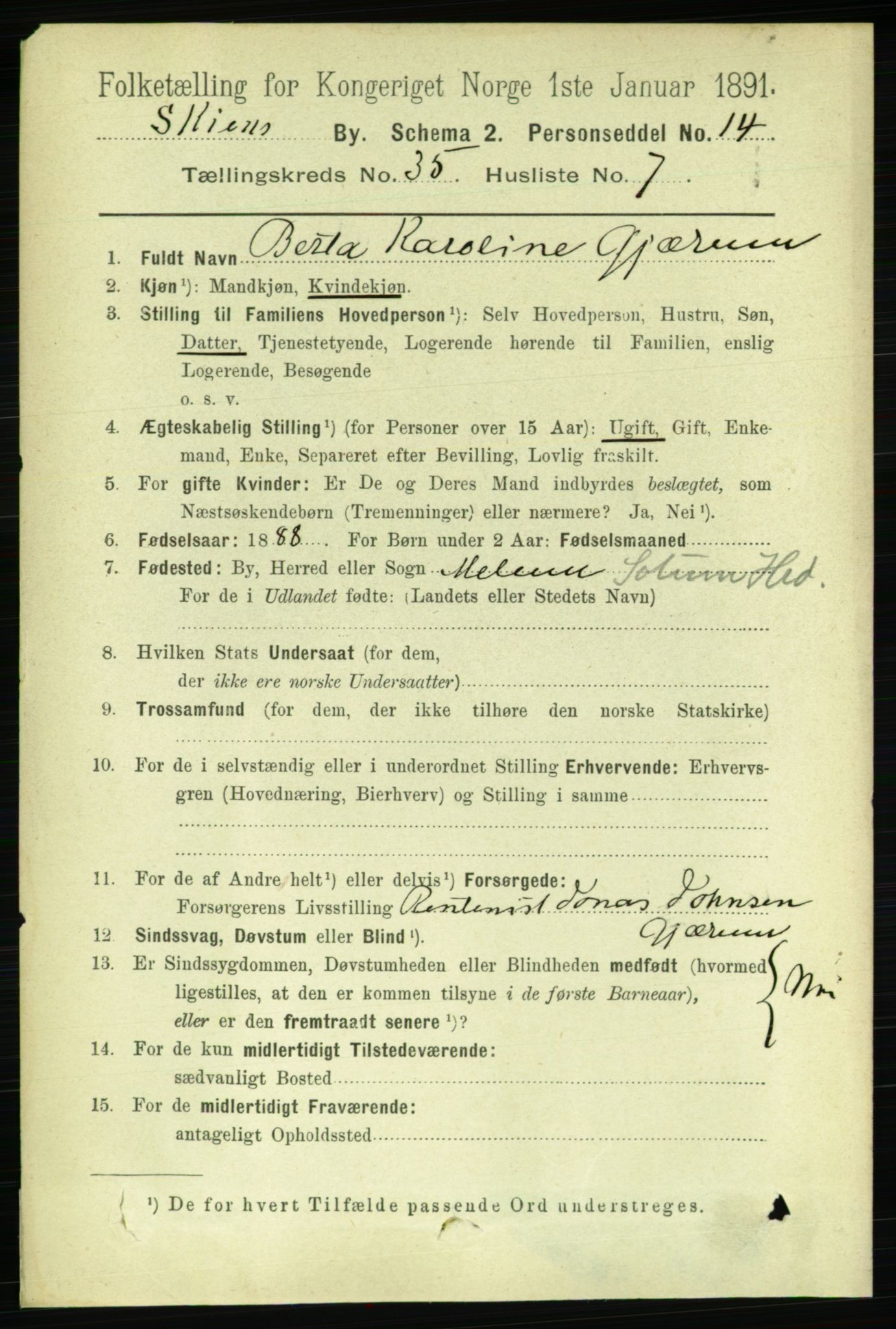 RA, 1891 census for 0806 Skien, 1891, p. 7942