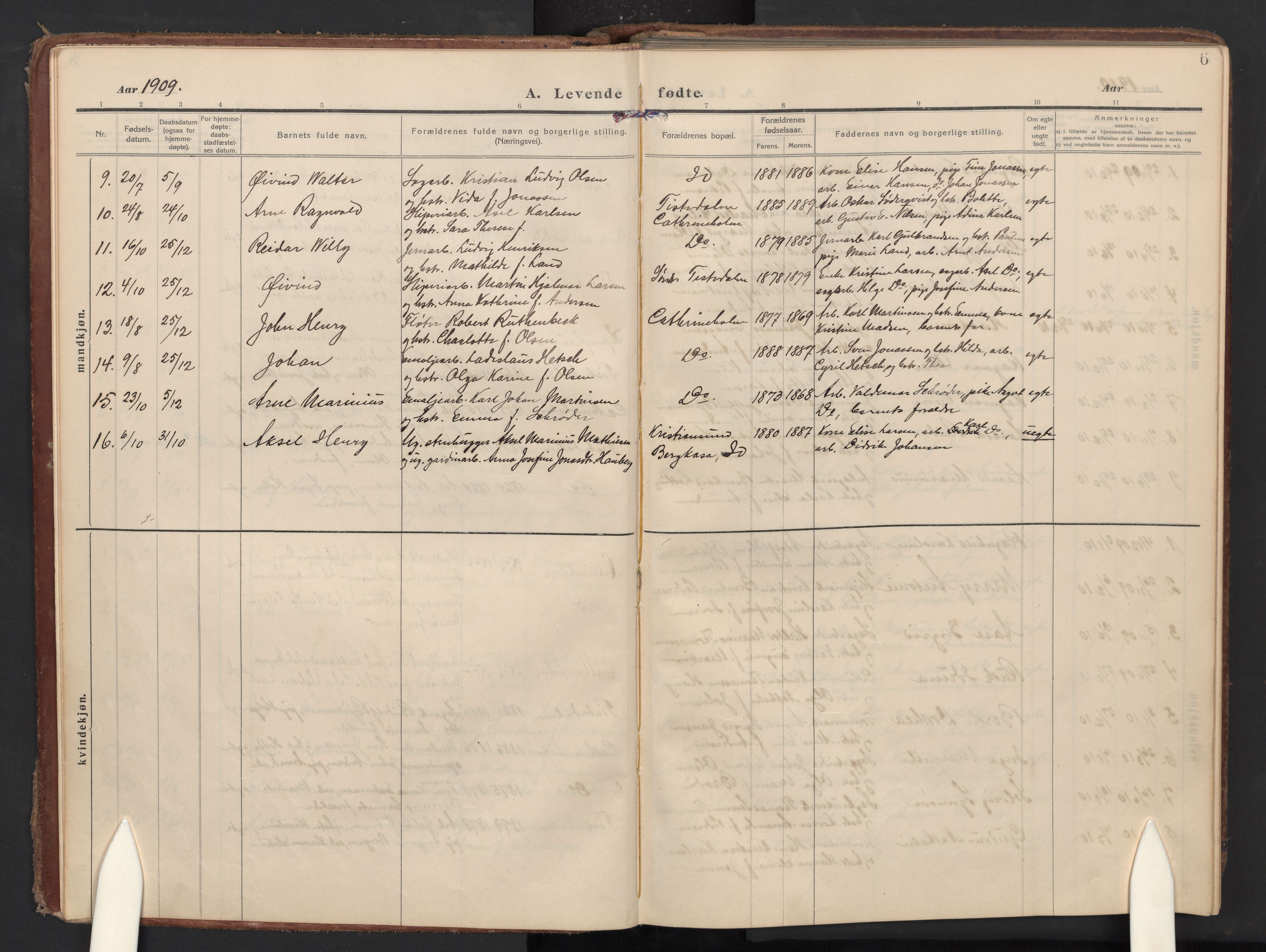 Halden prestekontor Kirkebøker, SAO/A-10909/F/Fc/L0002: Parish register (official) no. III 2, 1909-1945, p. 6