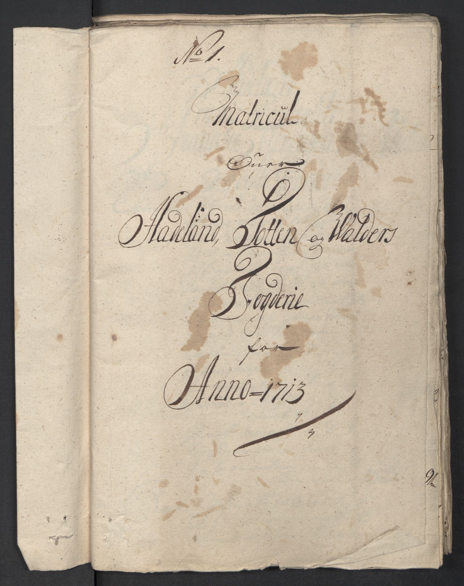 Rentekammeret inntil 1814, Reviderte regnskaper, Fogderegnskap, AV/RA-EA-4092/R18/L1310: Fogderegnskap Hadeland, Toten og Valdres, 1713, p. 13