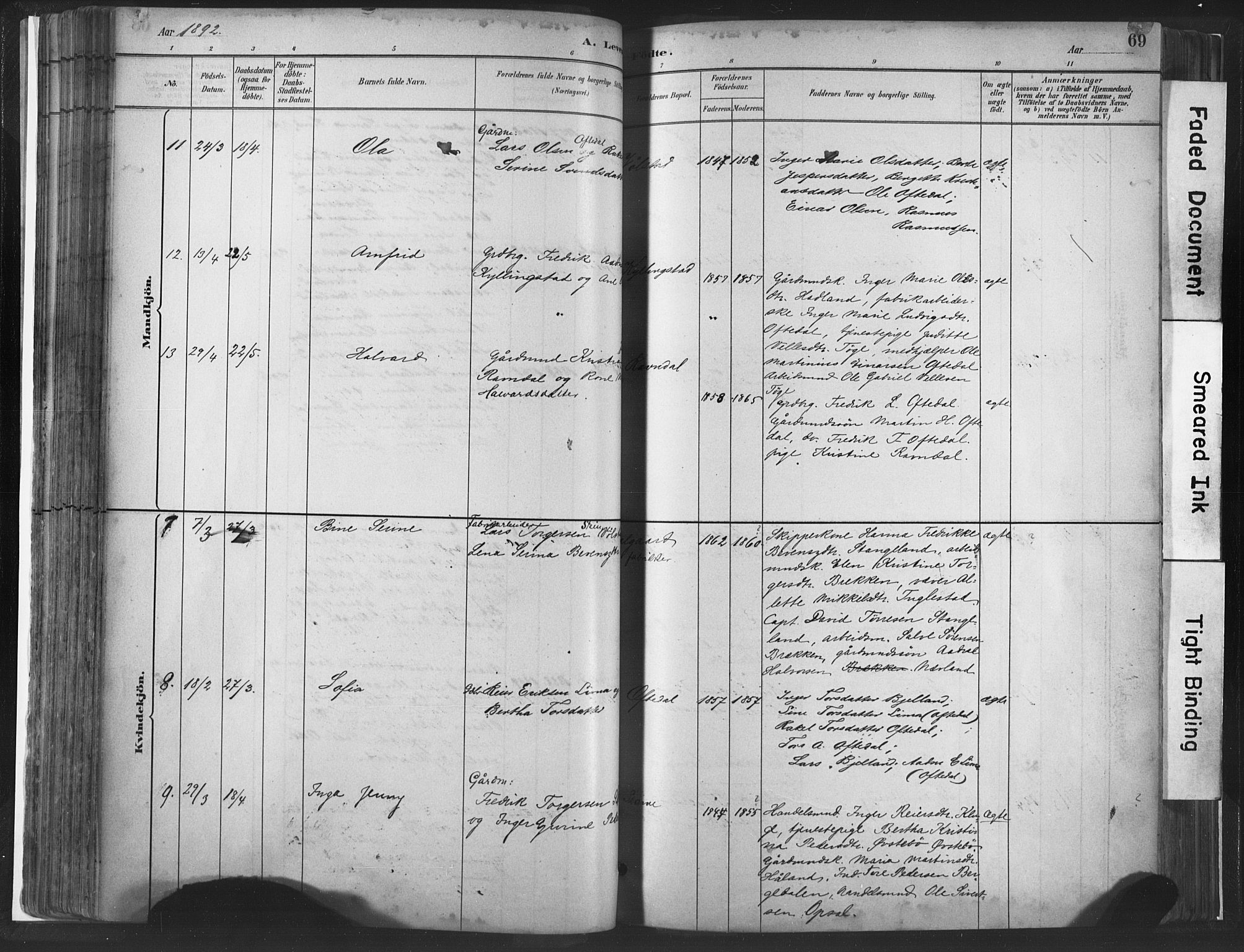 Lye sokneprestkontor, AV/SAST-A-101794/001/30BA/L0010: Parish register (official) no. A 10, 1881-1896, p. 69