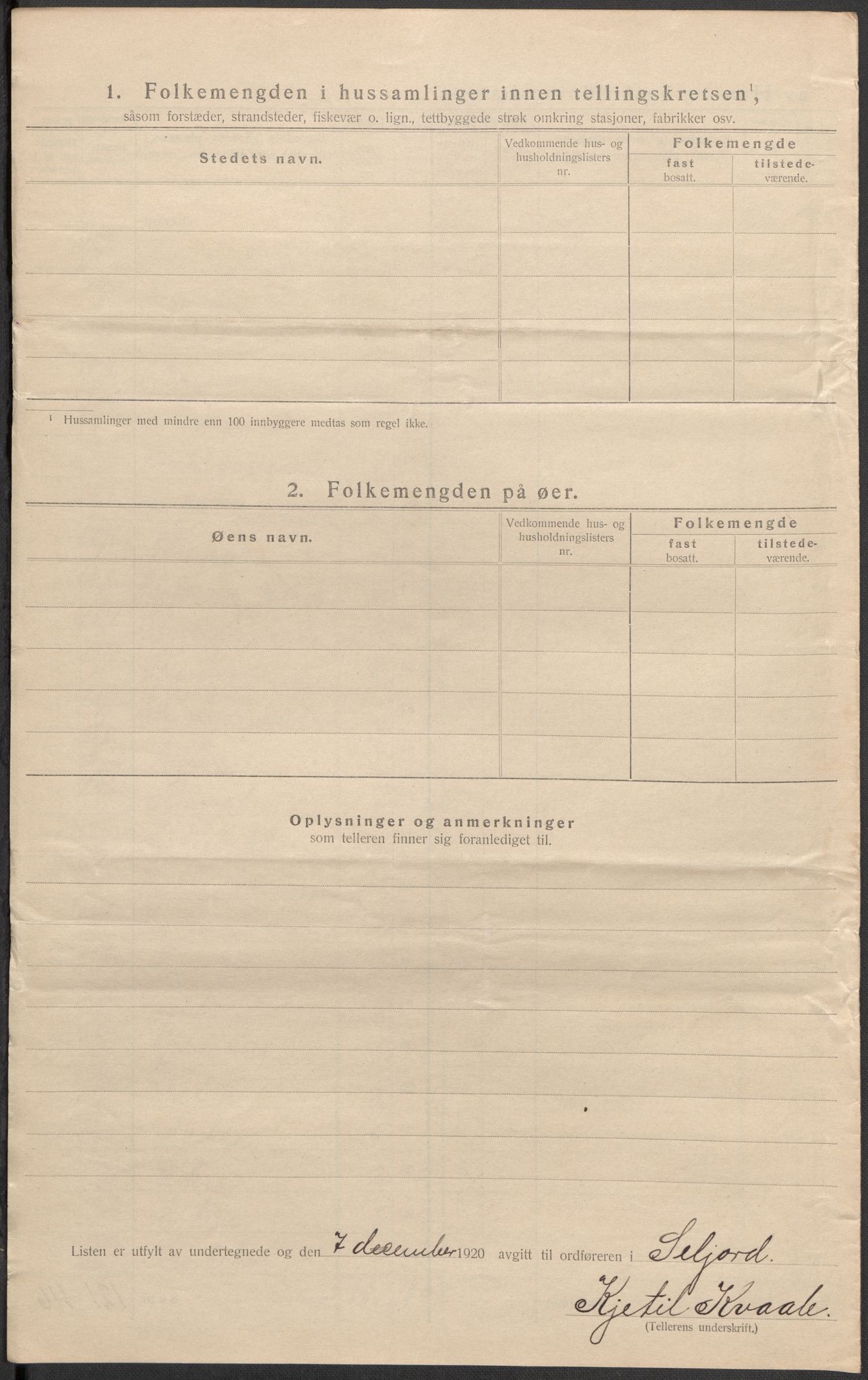 SAKO, 1920 census for Seljord, 1920, p. 41