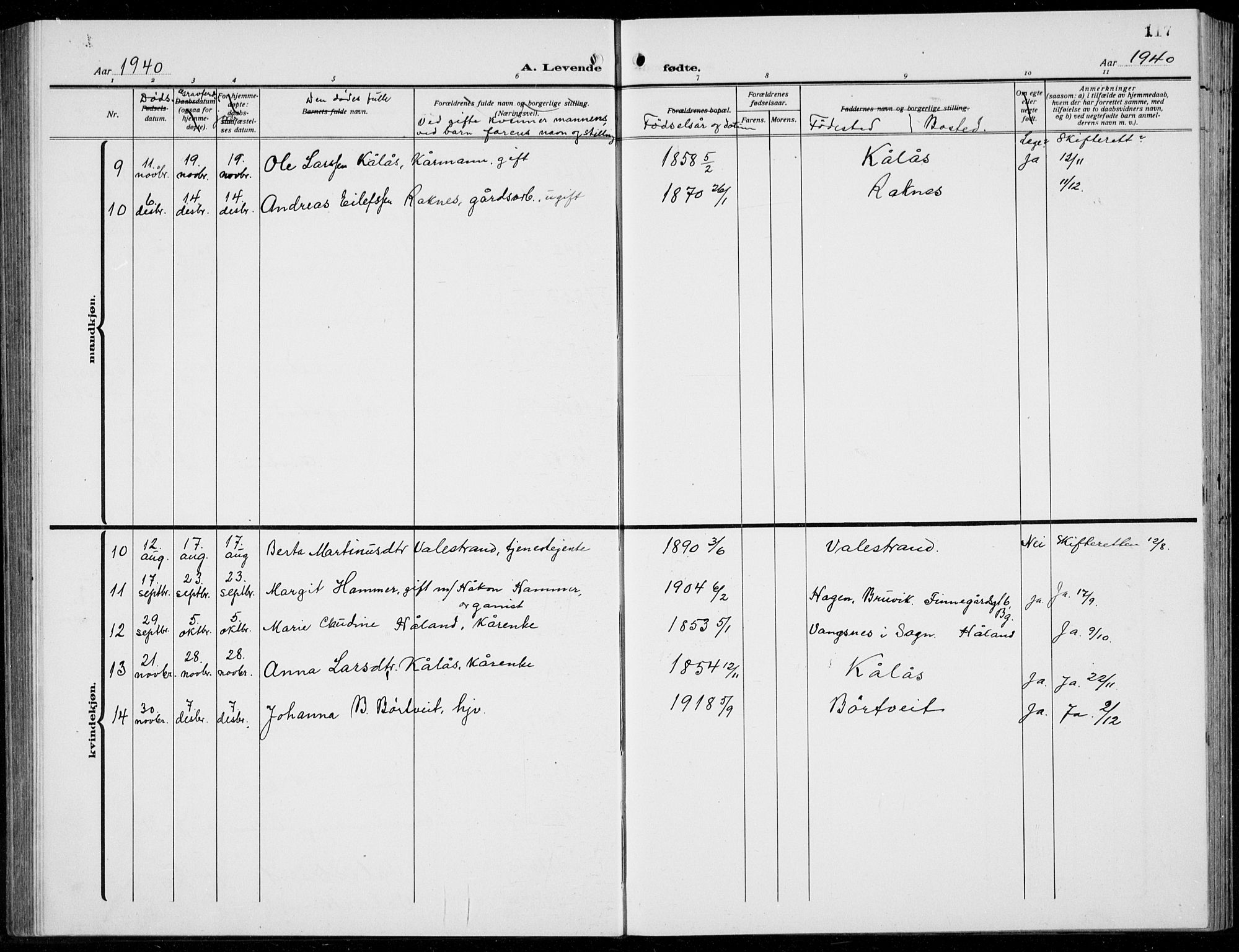 Hamre sokneprestembete, SAB/A-75501/H/Ha/Hab: Parish register (copy) no. B 5, 1920-1940, p. 117