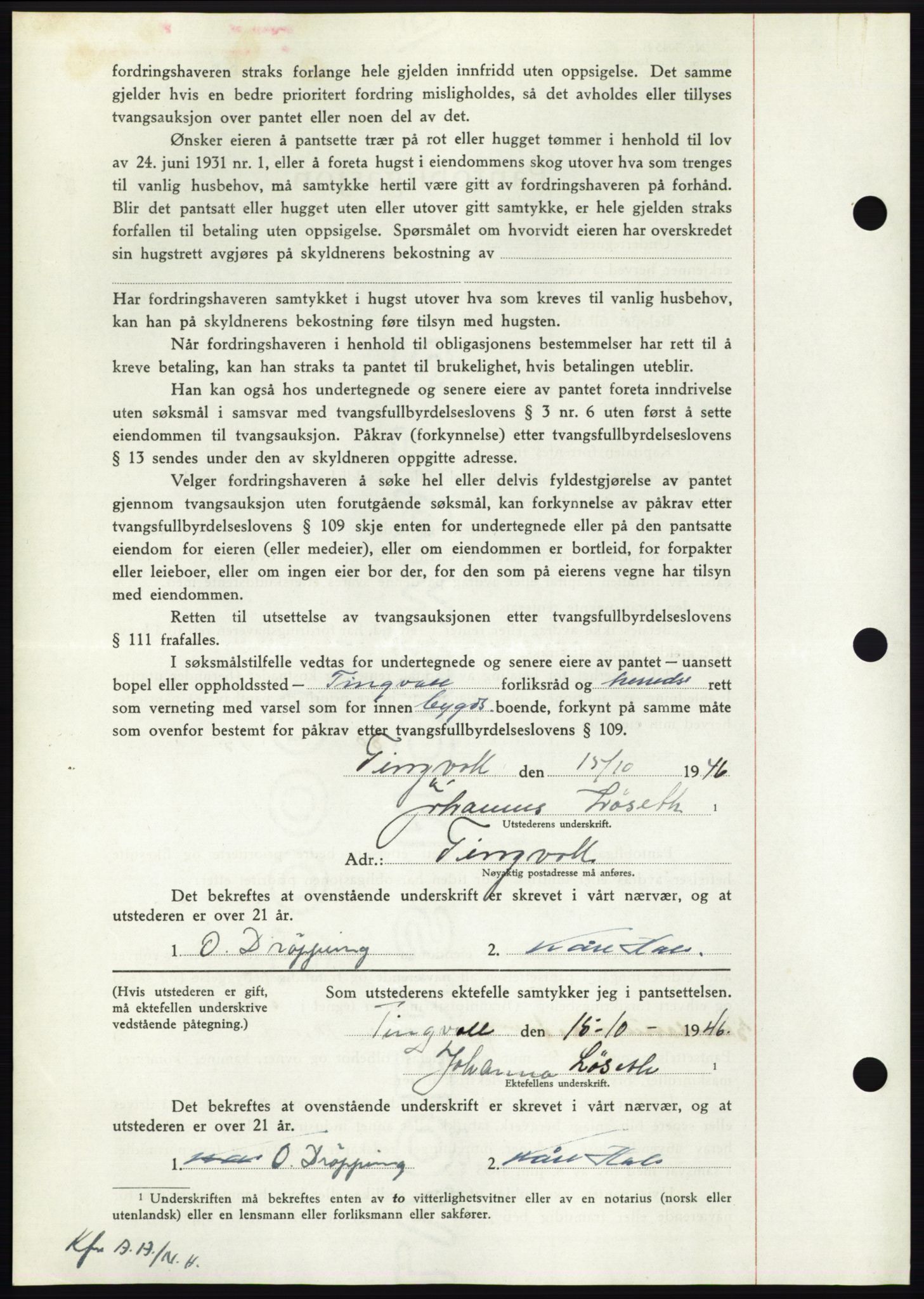 Nordmøre sorenskriveri, AV/SAT-A-4132/1/2/2Ca: Mortgage book no. B95, 1946-1947, Diary no: : 2128/1946