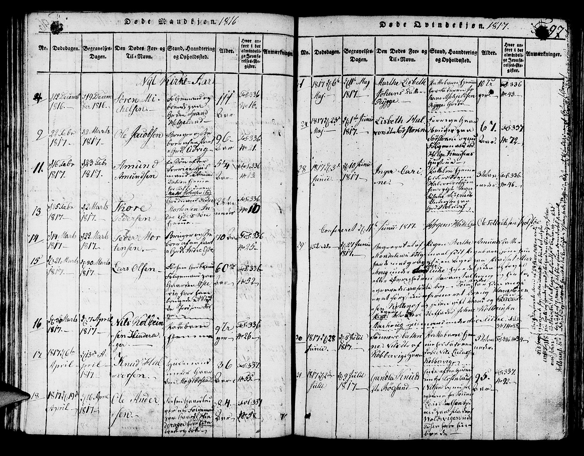 Avaldsnes sokneprestkontor, SAST/A -101851/H/Ha/Haa/L0004: Parish register (official) no. A 4, 1816-1825, p. 97