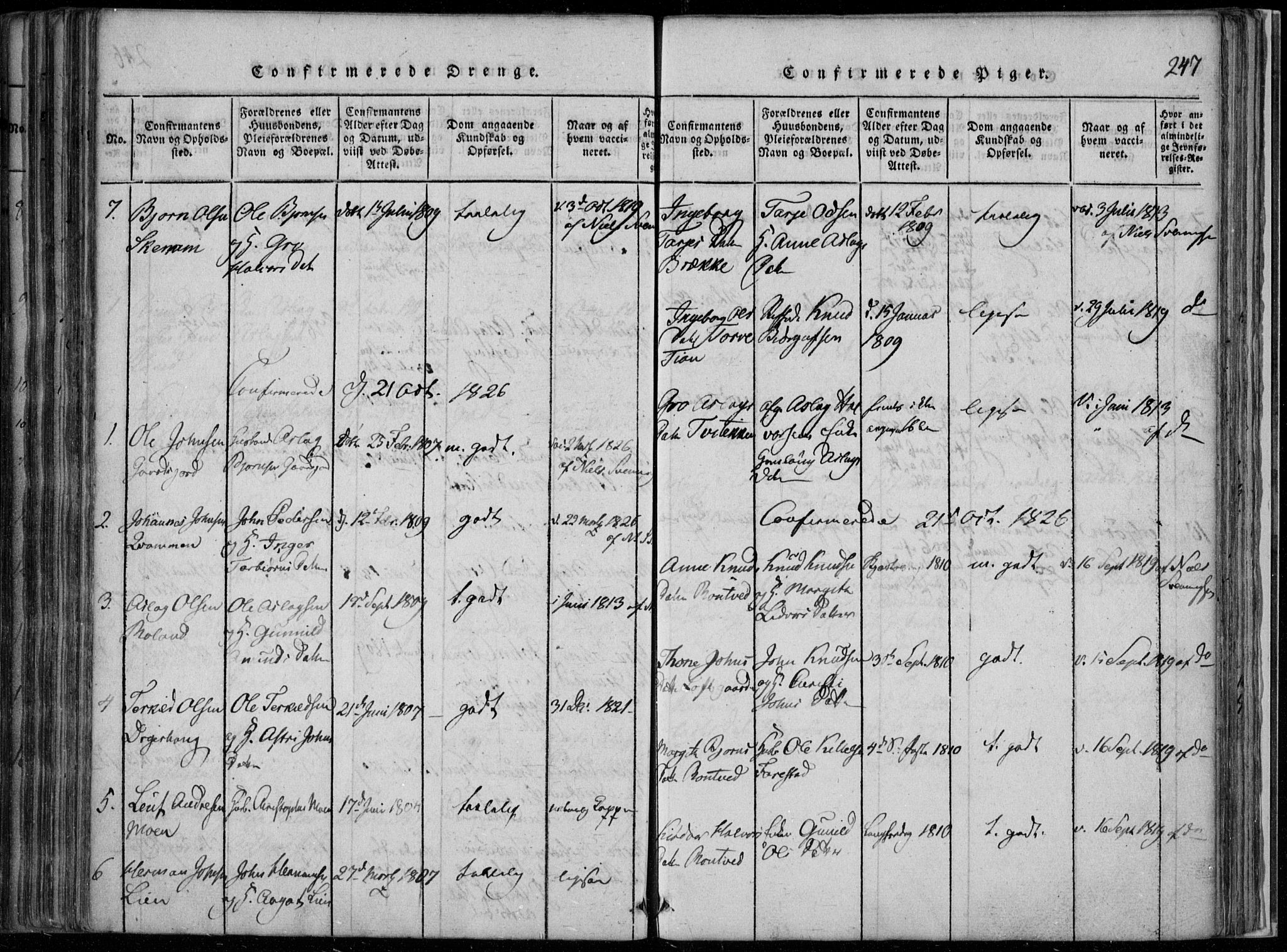 Rauland kirkebøker, AV/SAKO-A-292/F/Fa/L0001: Parish register (official) no. I 1, 1814-1859, p. 247