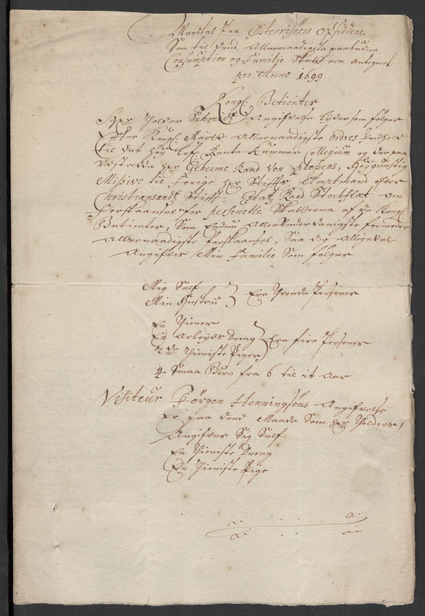 Rentekammeret inntil 1814, Reviderte regnskaper, Fogderegnskap, AV/RA-EA-4092/R39/L2314: Fogderegnskap Nedenes, 1698-1699, p. 272