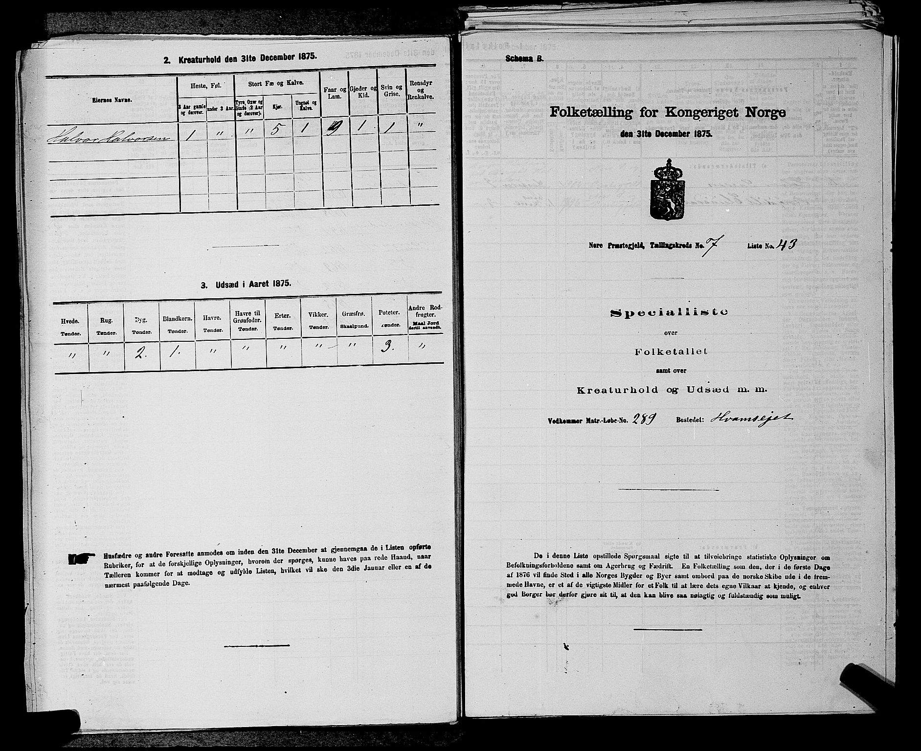 SAKO, 1875 census for 0633P Nore, 1875, p. 900