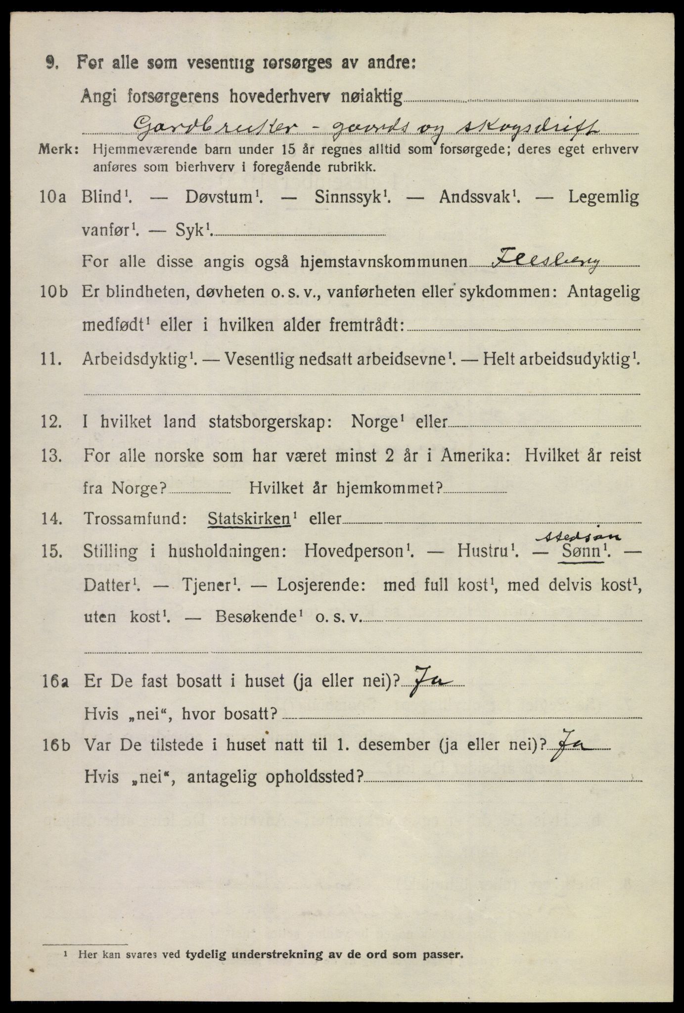 SAKO, 1920 census for Flesberg, 1920, p. 2160