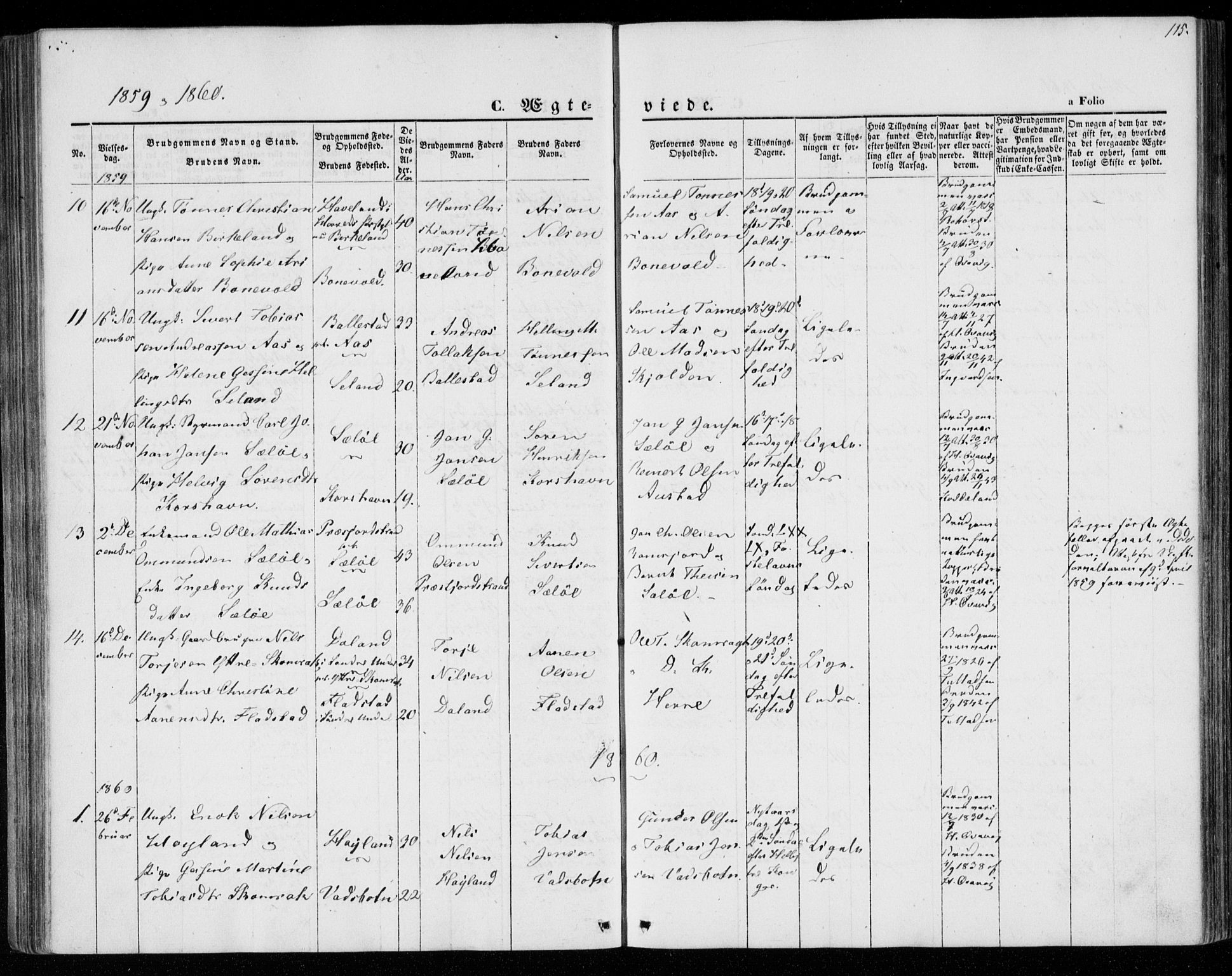 Lyngdal sokneprestkontor, SAK/1111-0029/F/Fa/Faa/L0002: Parish register (official) no. A 2, 1858-1870, p. 115