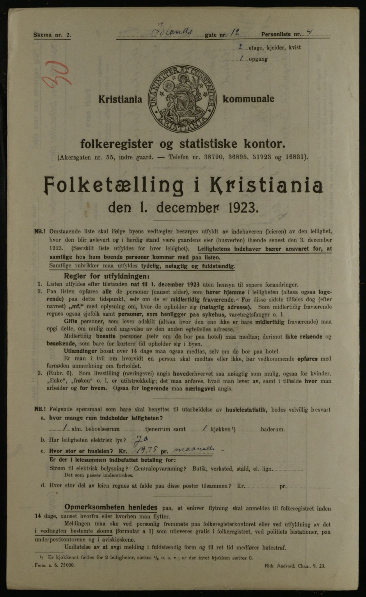 OBA, Municipal Census 1923 for Kristiania, 1923, p. 49866