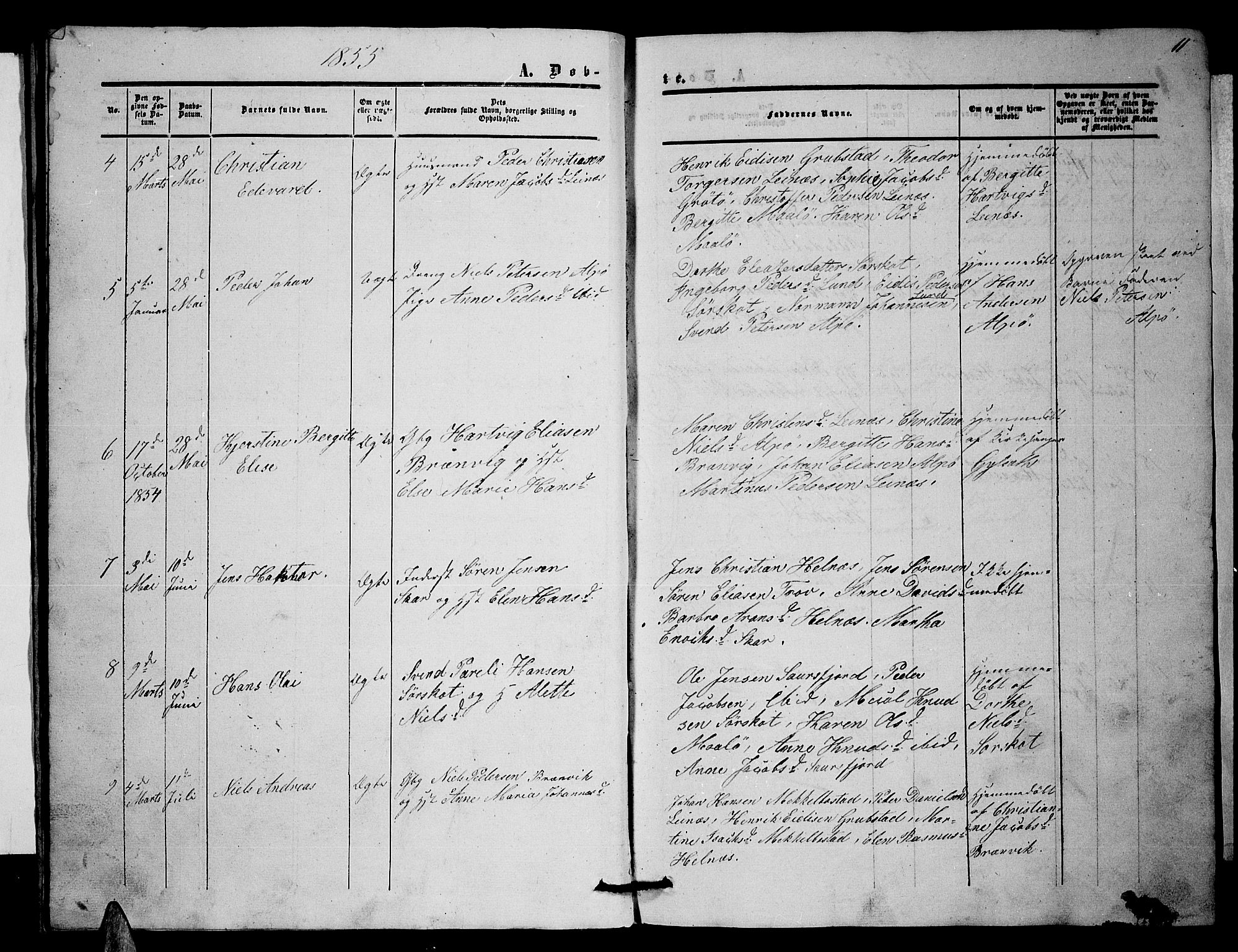 Ministerialprotokoller, klokkerbøker og fødselsregistre - Nordland, SAT/A-1459/857/L0827: Parish register (copy) no. 857C02, 1852-1879, p. 11