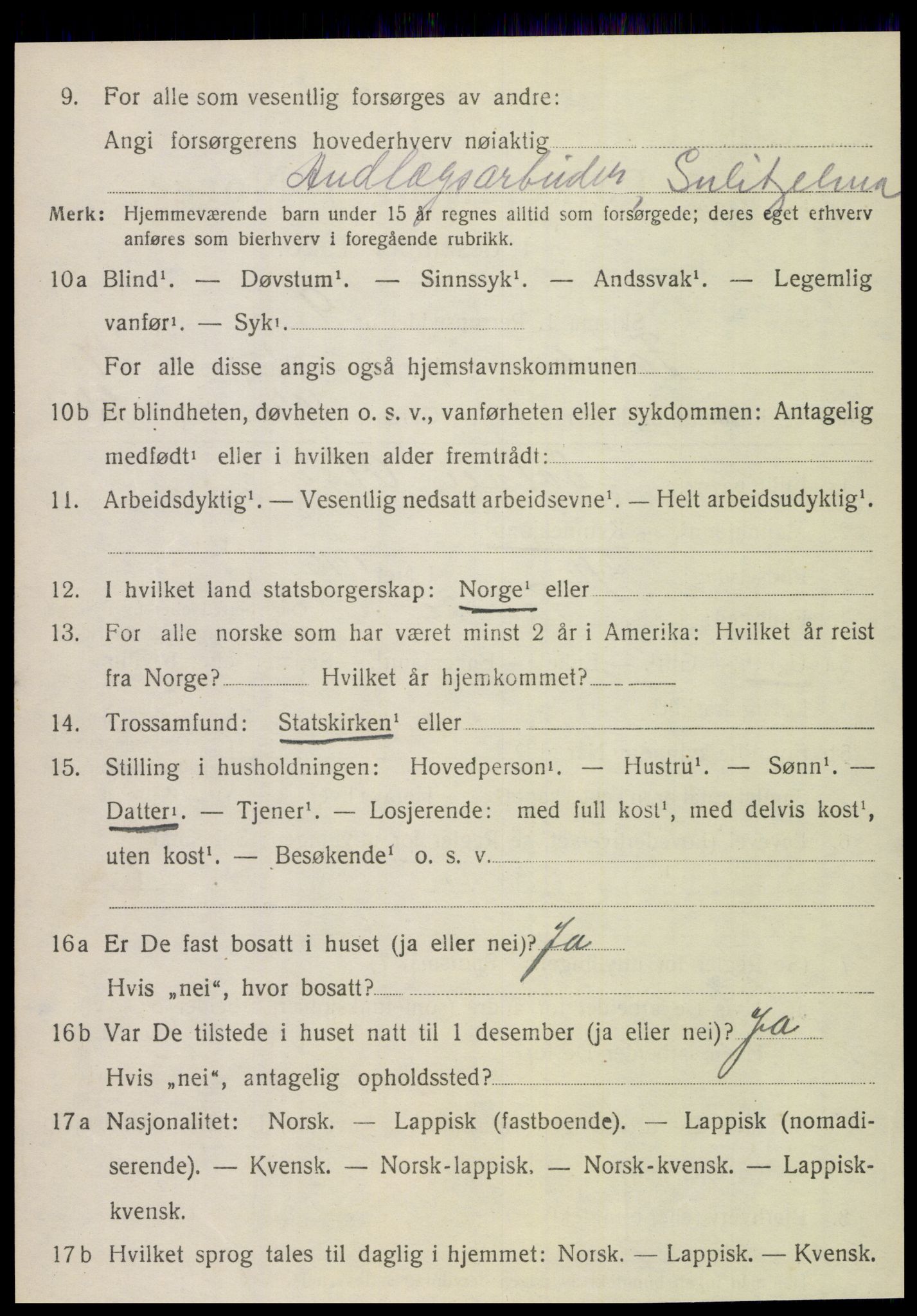 SAT, 1920 census for Fauske, 1920, p. 10455